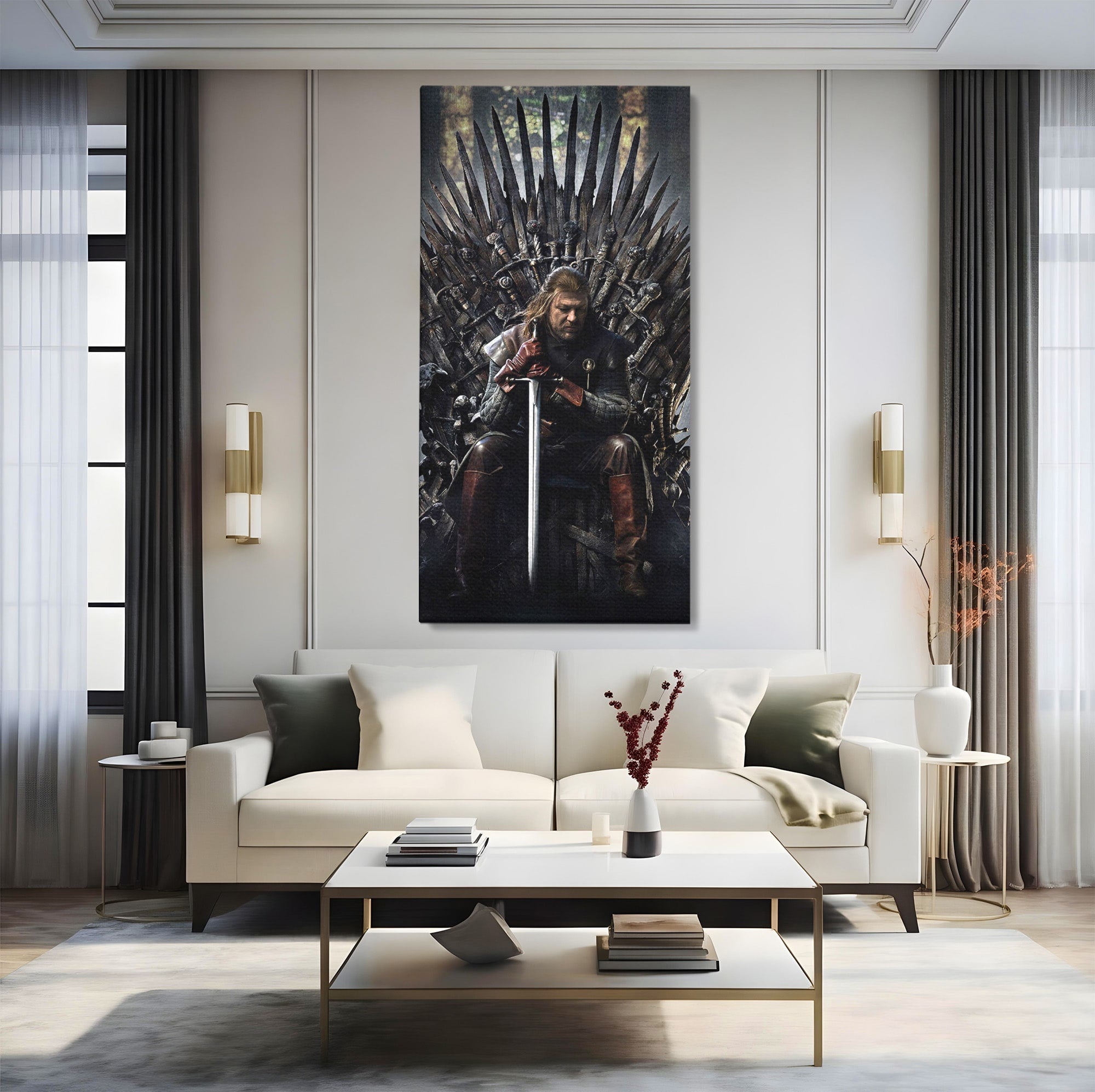 Tablou Canvas Premium LuxCanva® PI1190, Eddard Stark, Rege, Tron, Fantezie, Putere, Living, Culori Vibrante