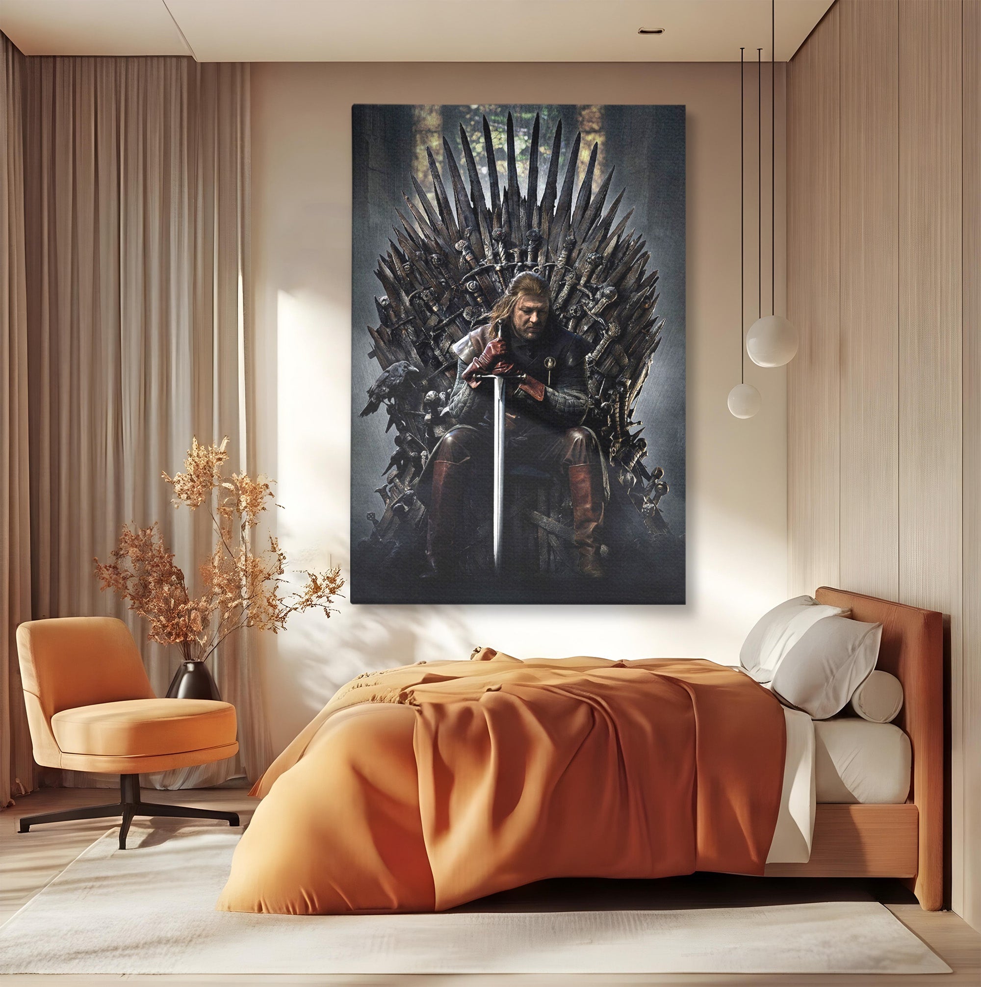 Tablou Canvas Premium LuxCanva® PI1190, Eddard Stark, Rege, Tron, Fantezie, Putere, Living, Culori Vibrante