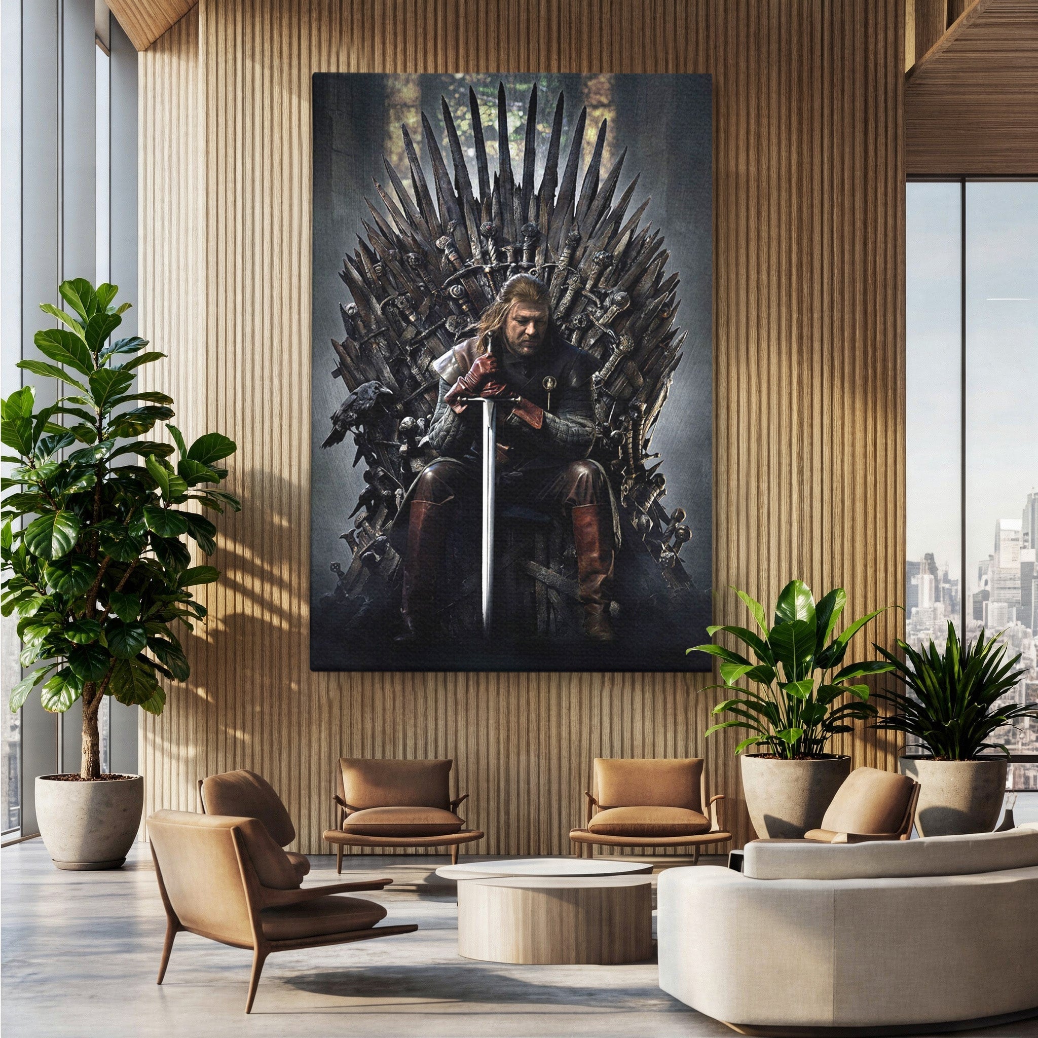 Tablou Canvas Premium LuxCanva® PI1190, Eddard Stark, Rege, Tron, Fantezie, Putere, Living, Culori Vibrante