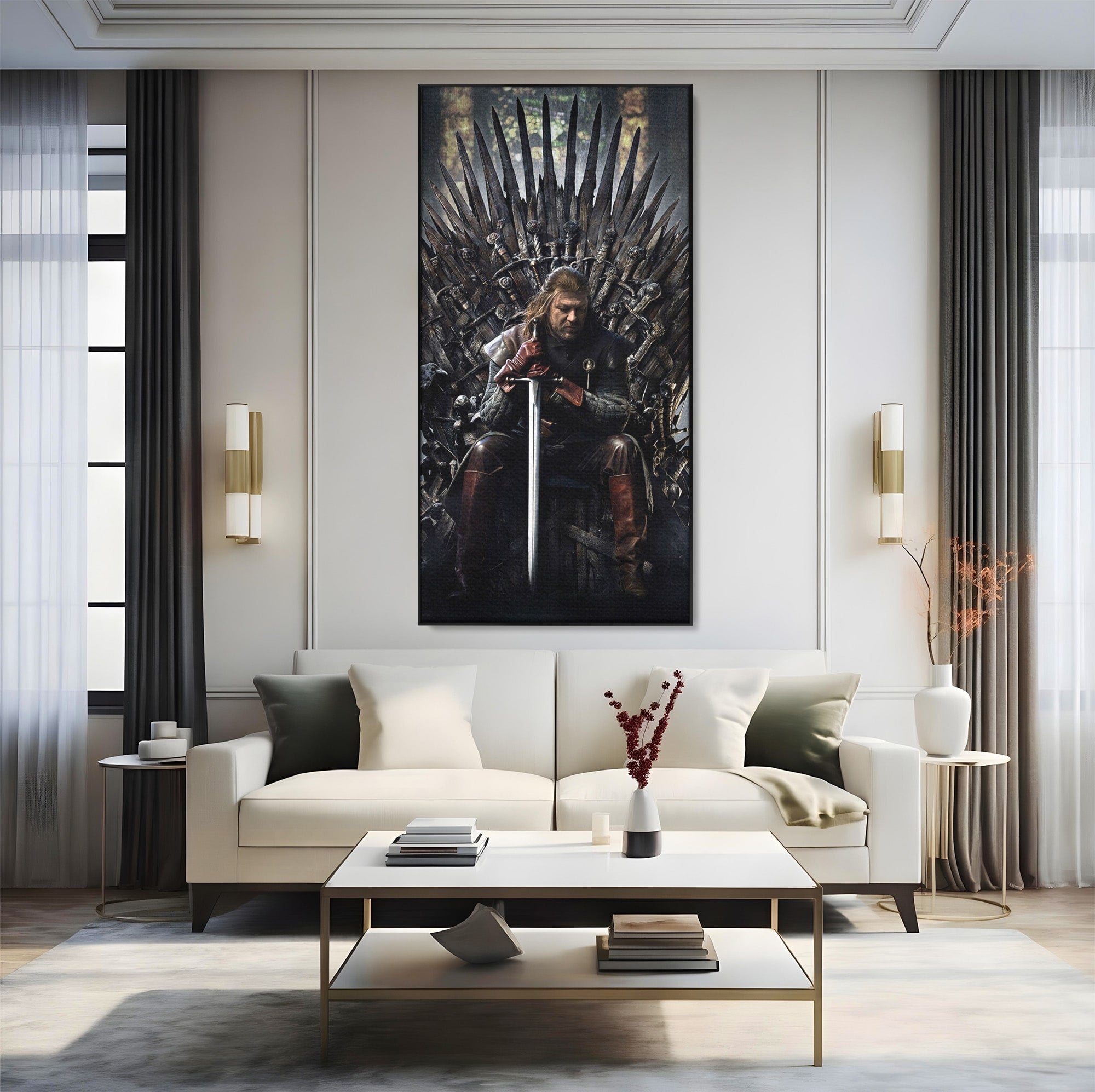 Tablou Canvas Premium LuxCanva® PI1190, Eddard Stark, Rege, Tron, Fantezie, Putere, Living, Culori Vibrante