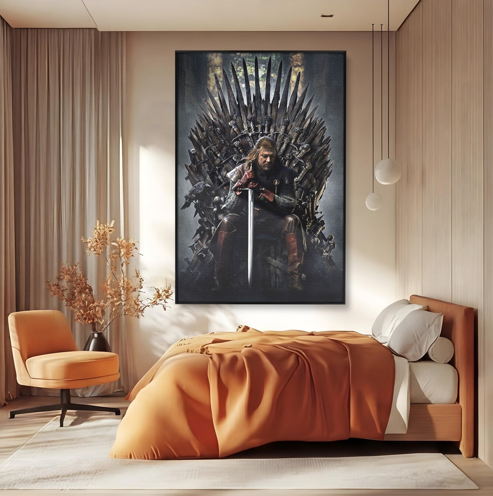 Tablou Canvas Premium LuxCanva® PI1190, Eddard Stark, Rege, Tron, Fantezie, Putere, Living, Culori Vibrante