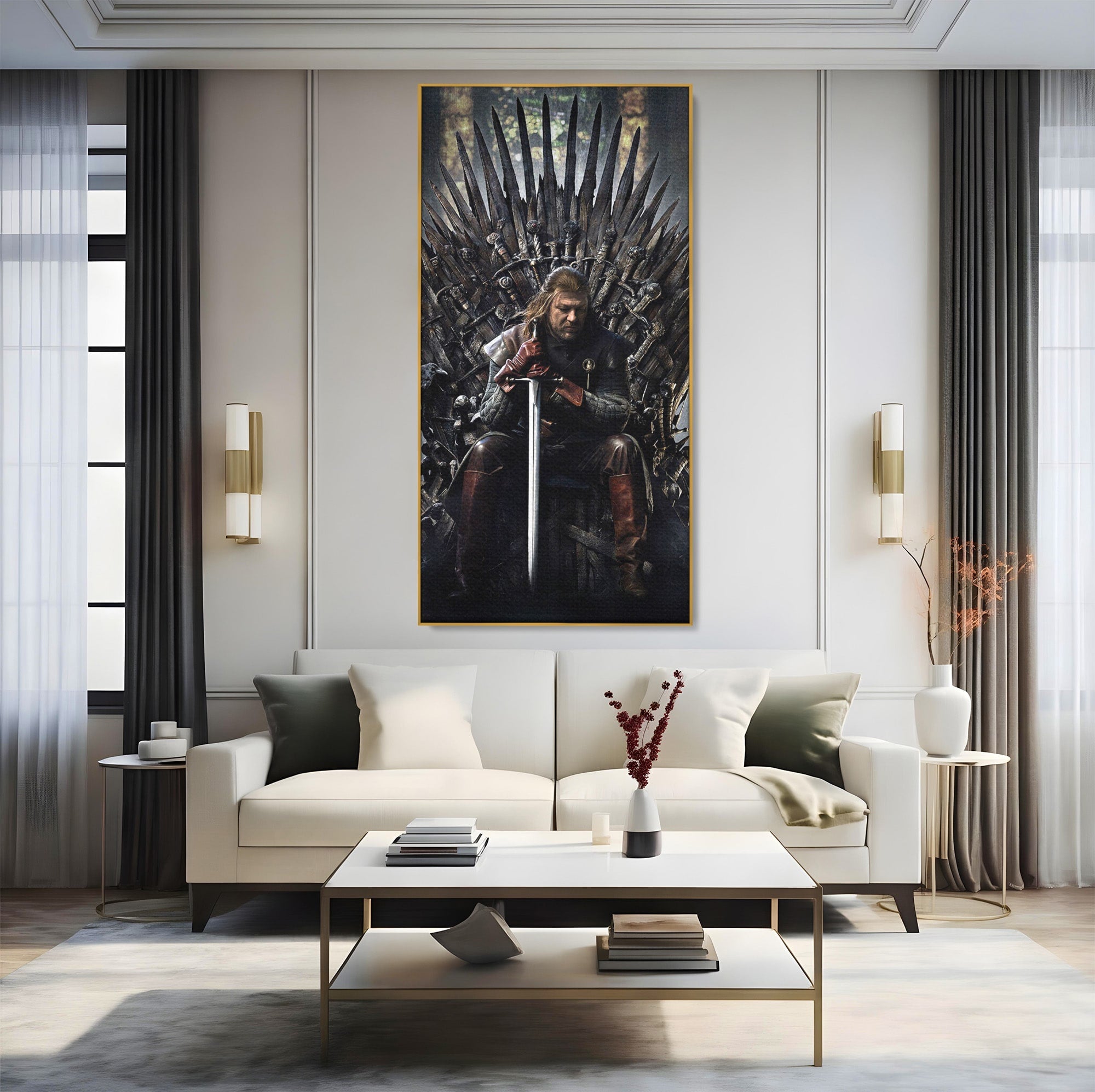Tablou Canvas Premium LuxCanva® PI1190, Eddard Stark, Rege, Tron, Fantezie, Putere, Living, Culori Vibrante