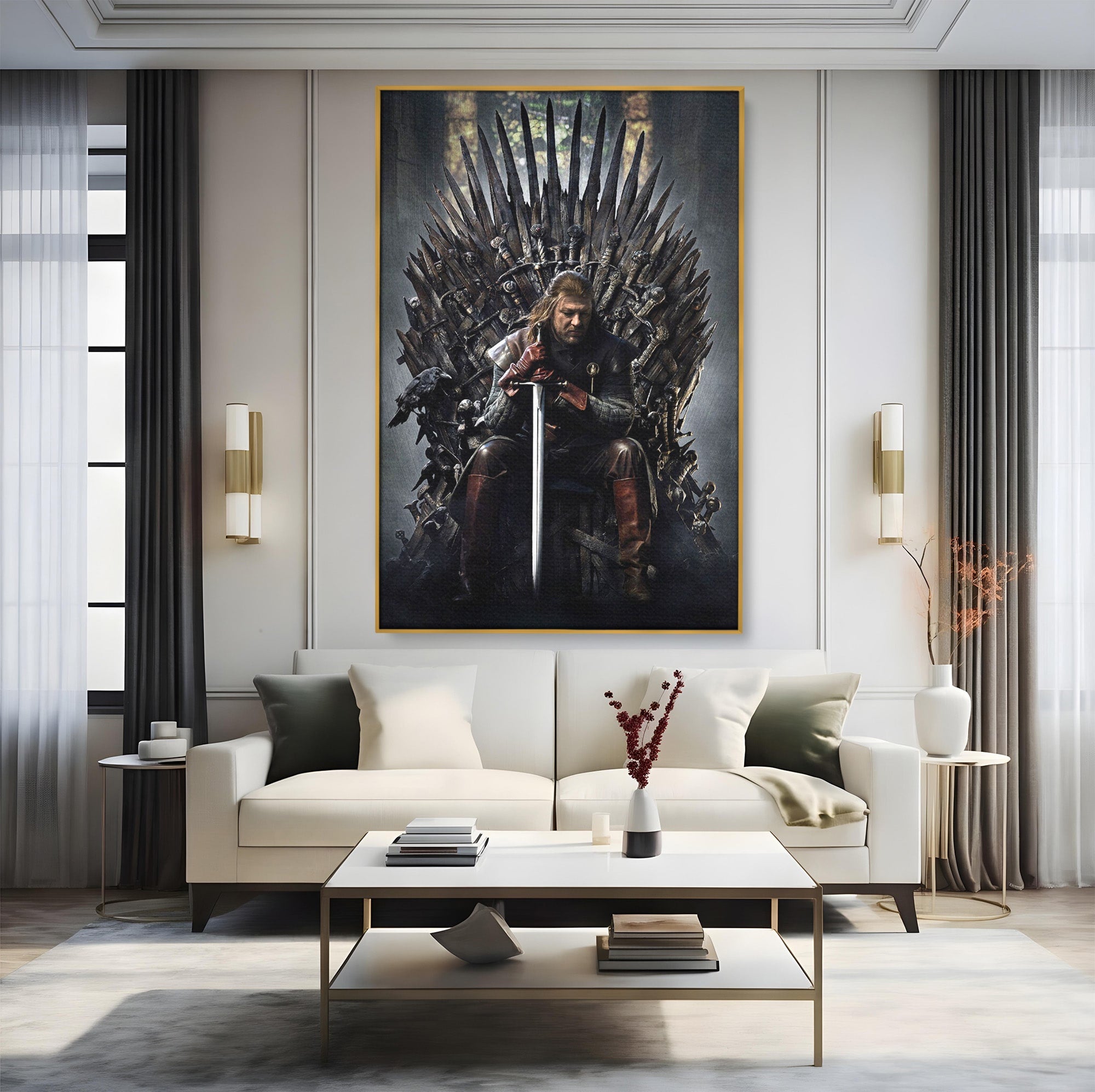 Tablou Canvas Premium LuxCanva® PI1190, Eddard Stark, Rege, Tron, Fantezie, Putere, Living, Culori Vibrante