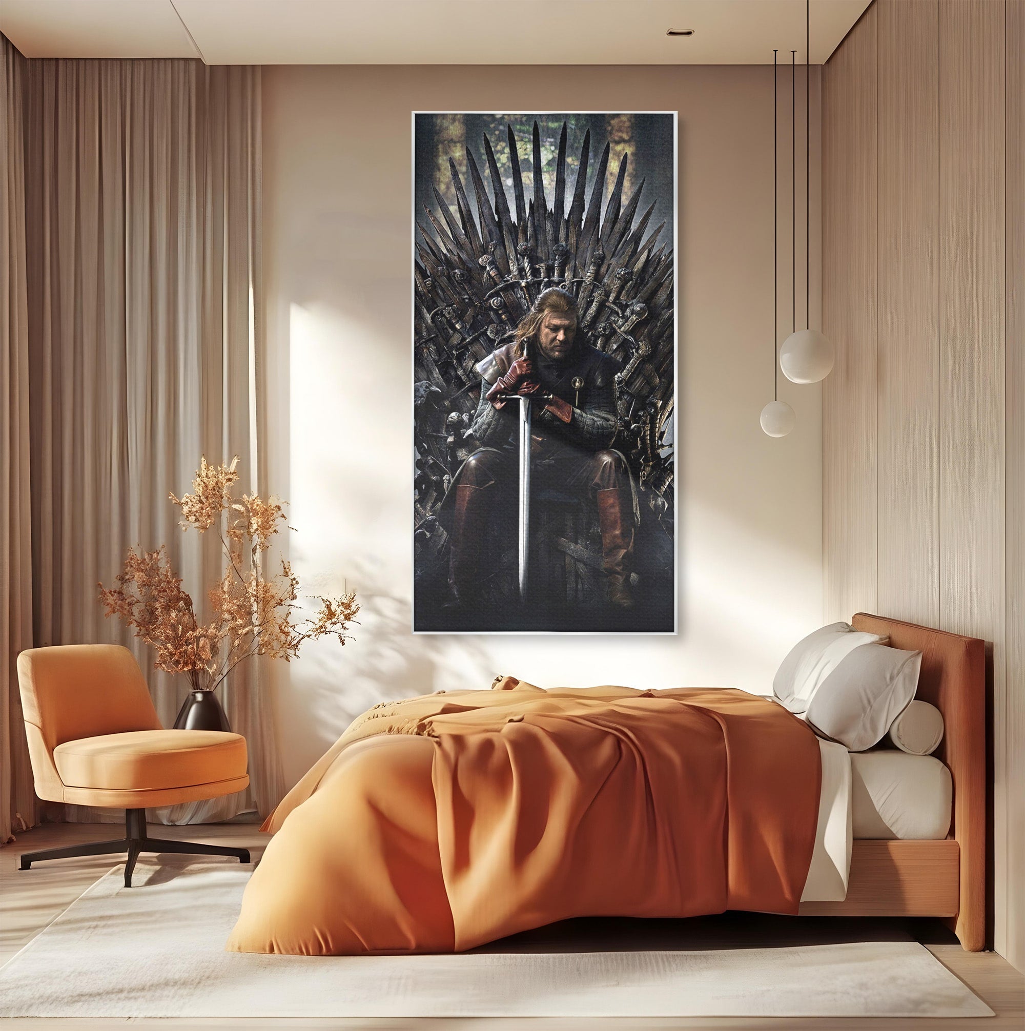 Tablou Canvas Premium LuxCanva® PI1190, Eddard Stark, Rege, Tron, Fantezie, Putere, Living, Culori Vibrante
