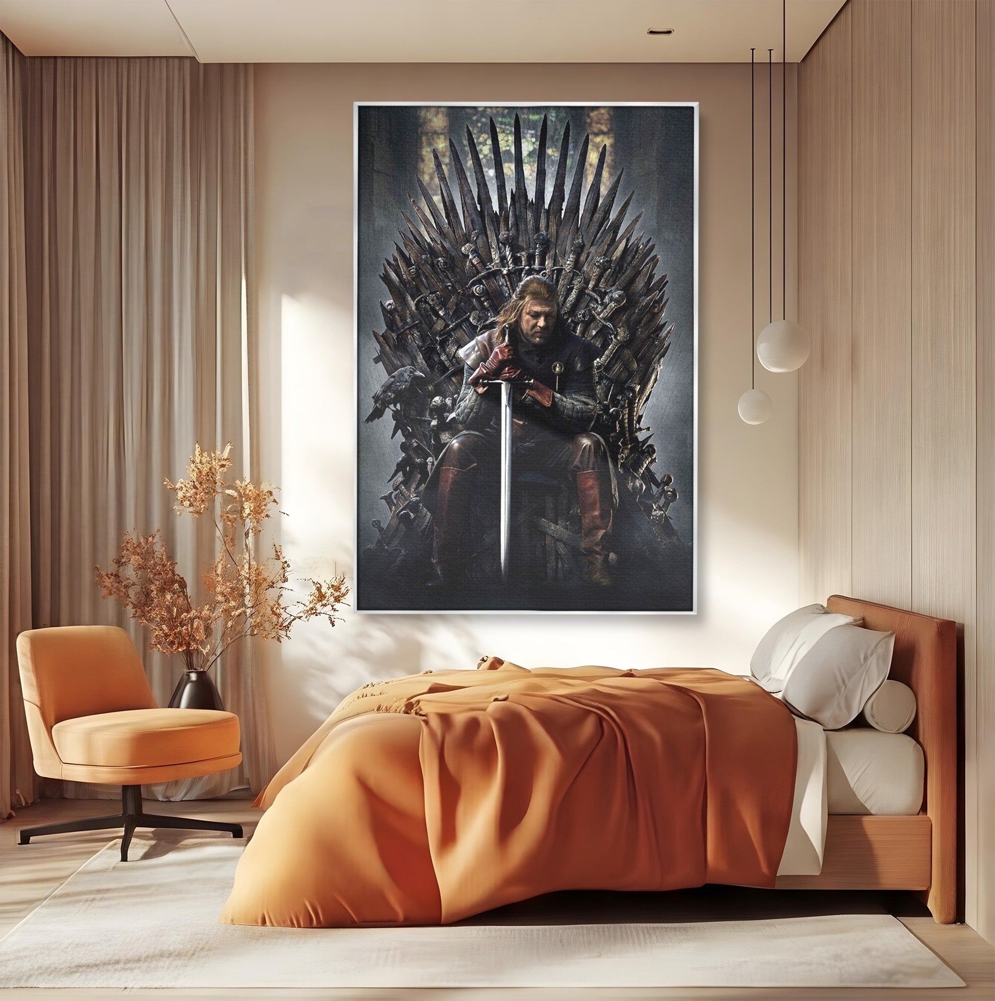 Tablou Canvas Premium LuxCanva® PI1190, Eddard Stark, Rege, Tron, Fantezie, Putere, Living, Culori Vibrante