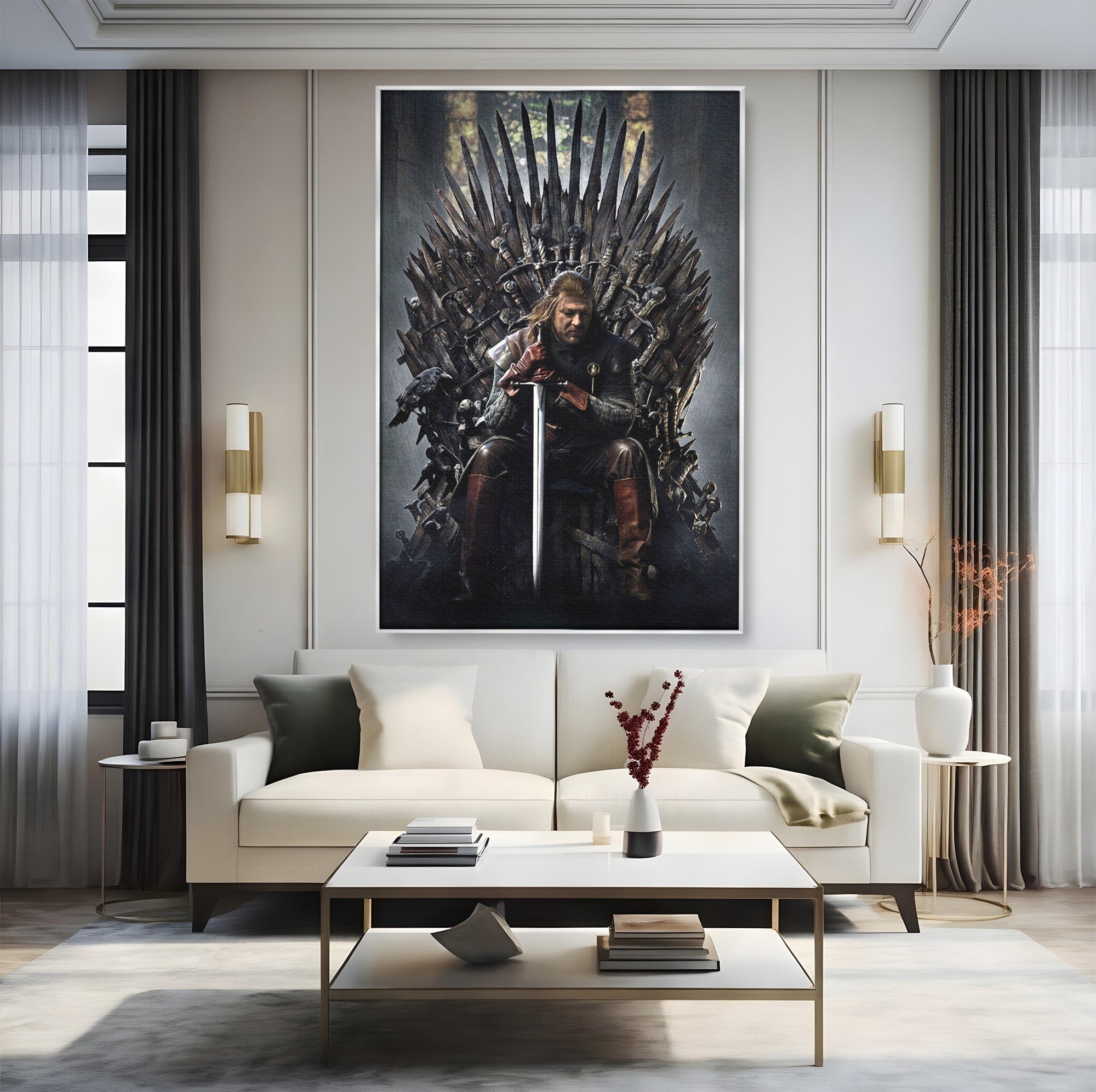Tablou Canvas Premium LuxCanva® PI1190, Eddard Stark, Rege, Tron, Fantezie, Putere, Living, Culori Vibrante
