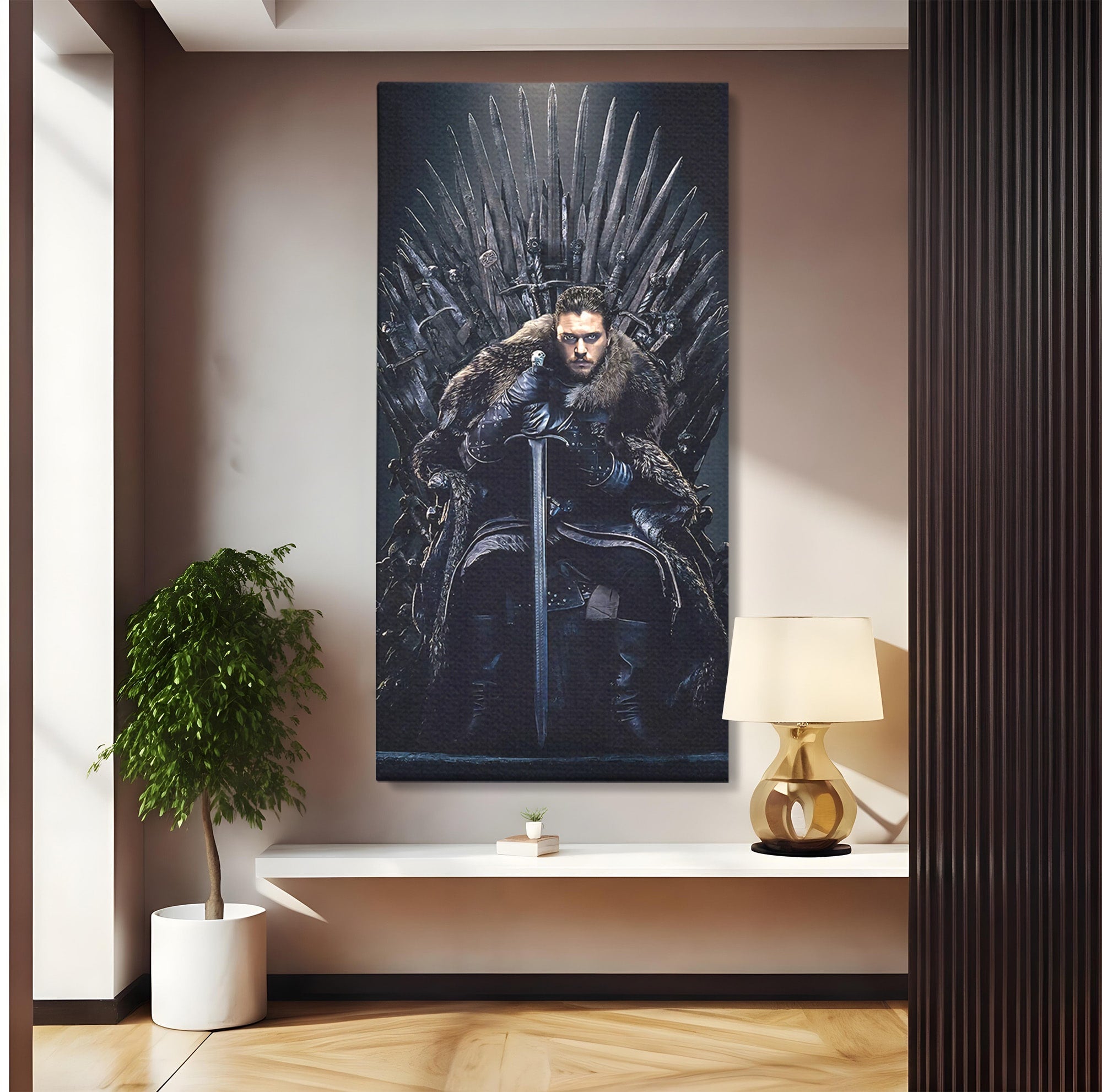 Tablou Canvas Premium LuxCanva® PI1191, Juramantul Regelui, Tron, Coroana, Fier, Putere, Dark, Living, Birou, Culori Vibrante
