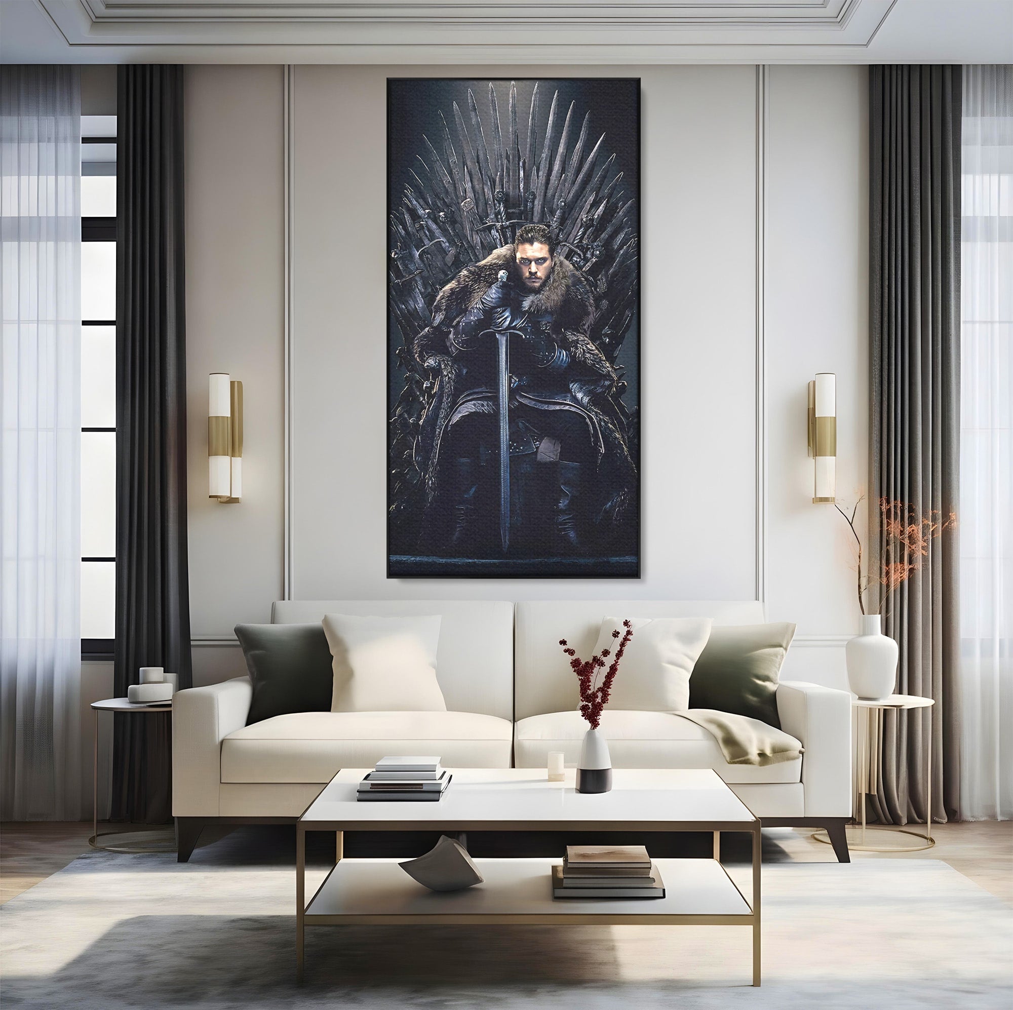 Tablou Canvas Premium LuxCanva® PI1191, Juramantul Regelui, Tron, Coroana, Fier, Putere, Dark, Living, Birou, Culori Vibrante