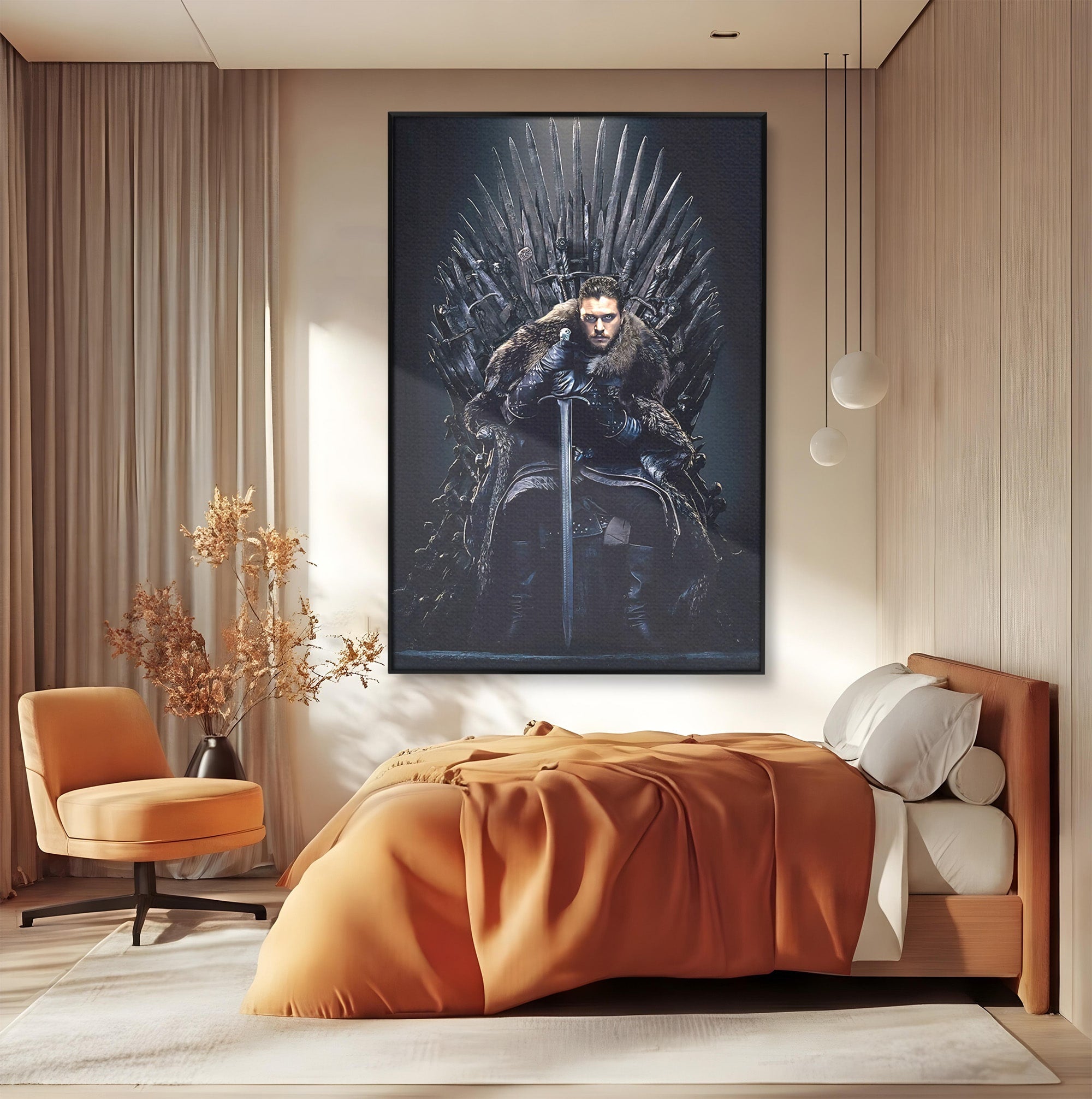 Tablou Canvas Premium LuxCanva® PI1191, Juramantul Regelui, Tron, Coroana, Fier, Putere, Dark, Living, Birou, Culori Vibrante