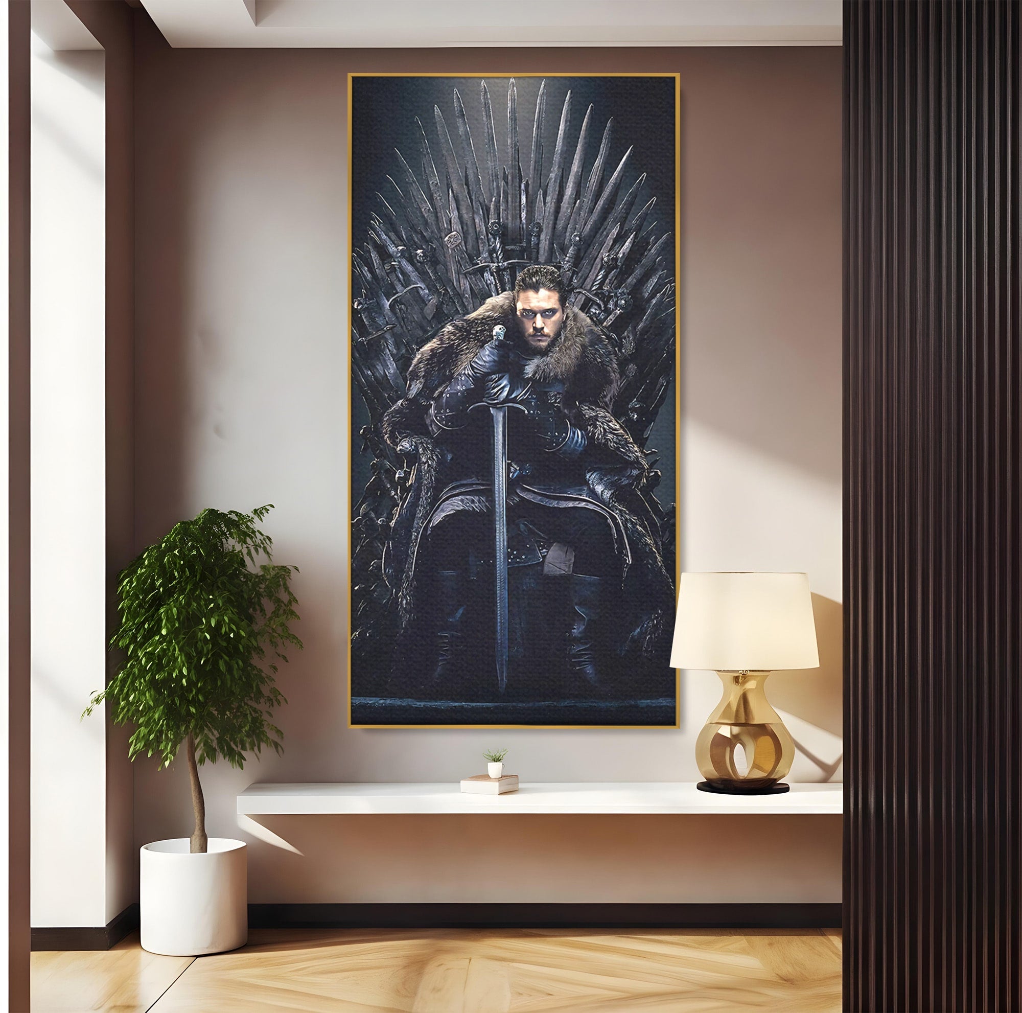Tablou Canvas Premium LuxCanva® PI1191, Juramantul Regelui, Tron, Coroana, Fier, Putere, Dark, Living, Birou, Culori Vibrante