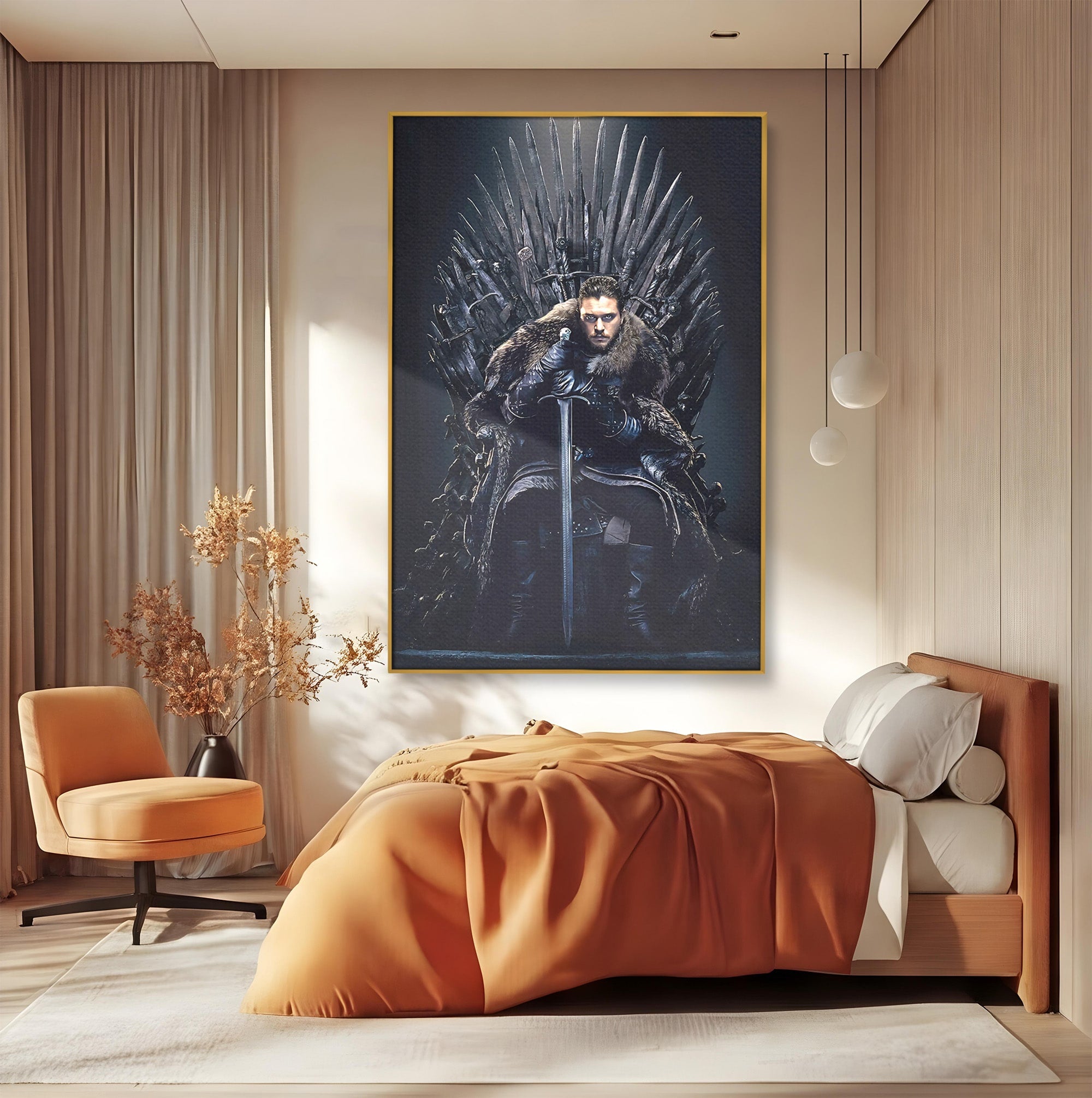 Tablou Canvas Premium LuxCanva® PI1191, Juramantul Regelui, Tron, Coroana, Fier, Putere, Dark, Living, Birou, Culori Vibrante