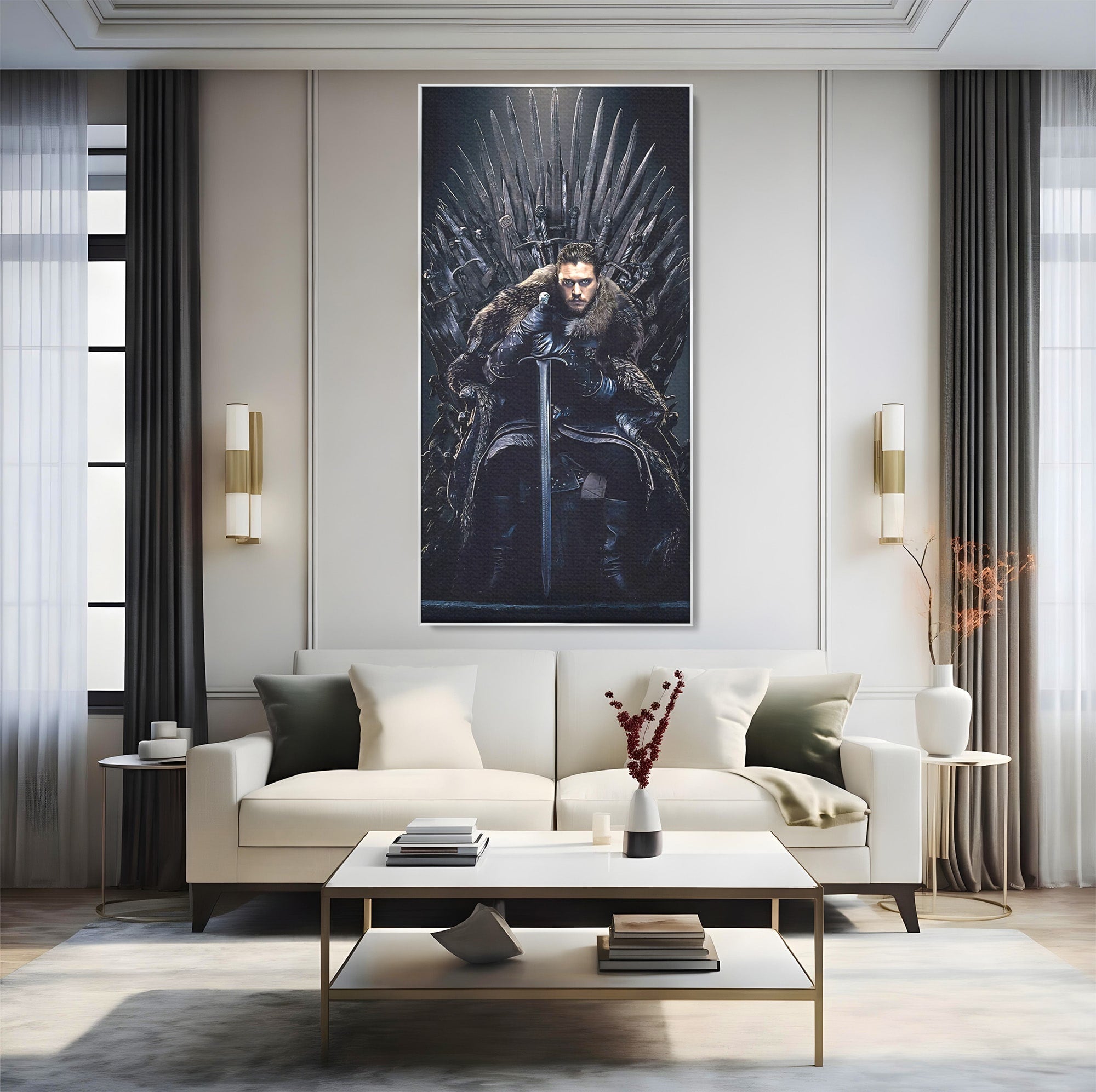 Tablou Canvas Premium LuxCanva® PI1191, Juramantul Regelui, Tron, Coroana, Fier, Putere, Dark, Living, Birou, Culori Vibrante