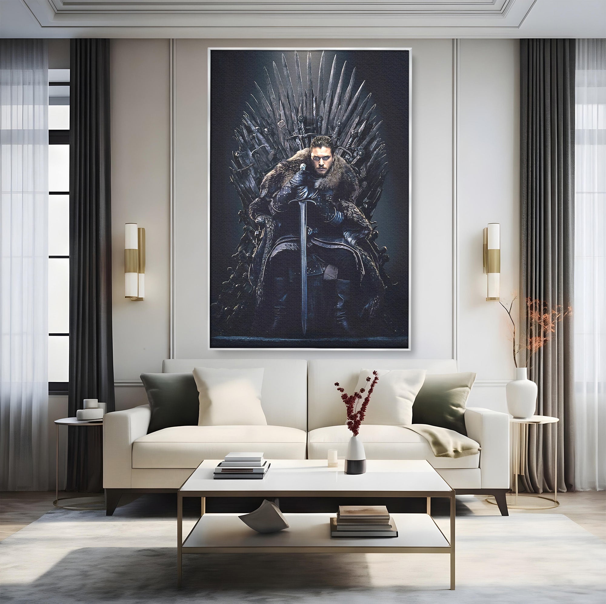 Tablou Canvas Premium LuxCanva® PI1191, Juramantul Regelui, Tron, Coroana, Fier, Putere, Dark, Living, Birou, Culori Vibrante