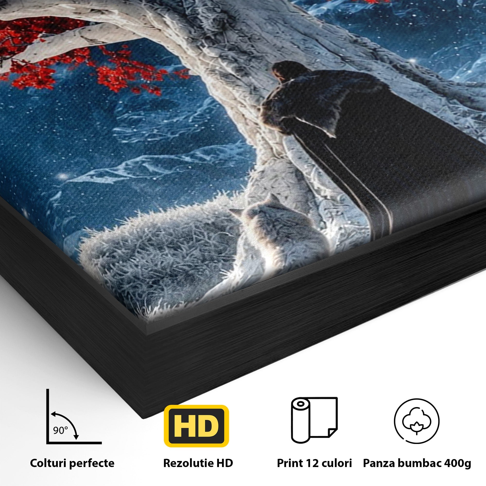 Tablou Canvas Premium LuxCanva® PI1193, Arborele Rosu, Copac, Iarna, Fantezie, Protector, Living, Culori Vibrante