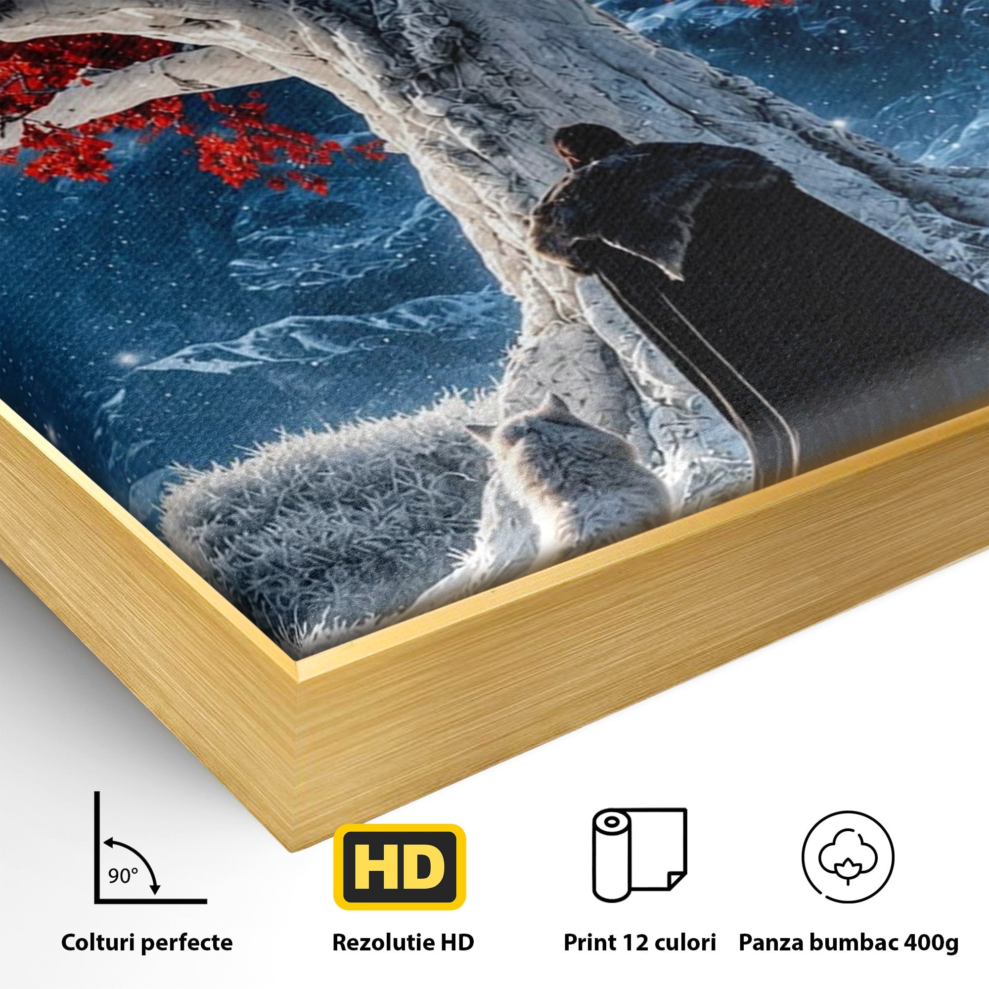 Tablou Canvas Premium LuxCanva® PI1193, Arborele Rosu, Copac, Iarna, Fantezie, Protector, Living, Culori Vibrante