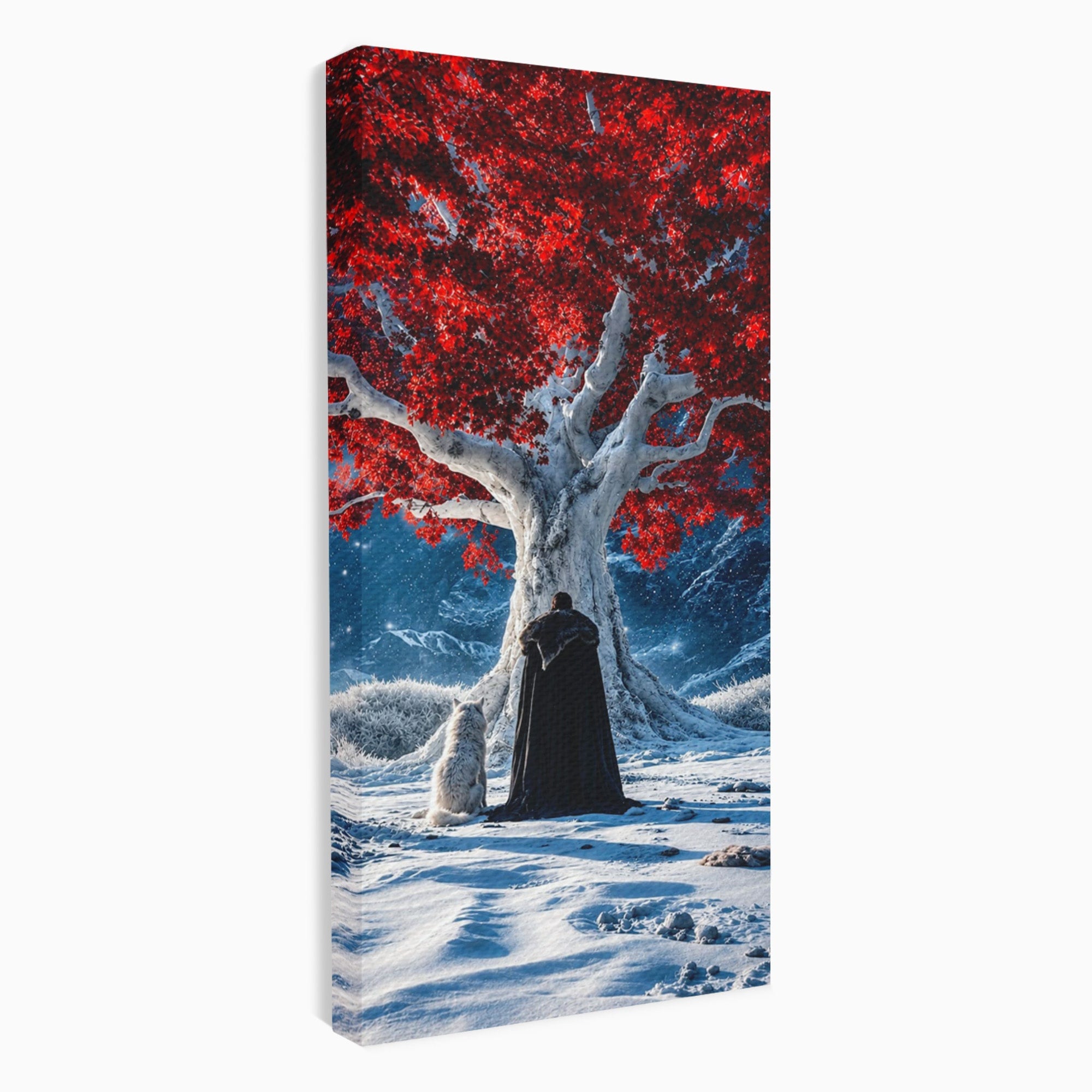 Tablou Canvas Premium LuxCanva® PI1193, Arborele Rosu, Copac, Iarna, Fantezie, Protector, Living, Culori Vibrante