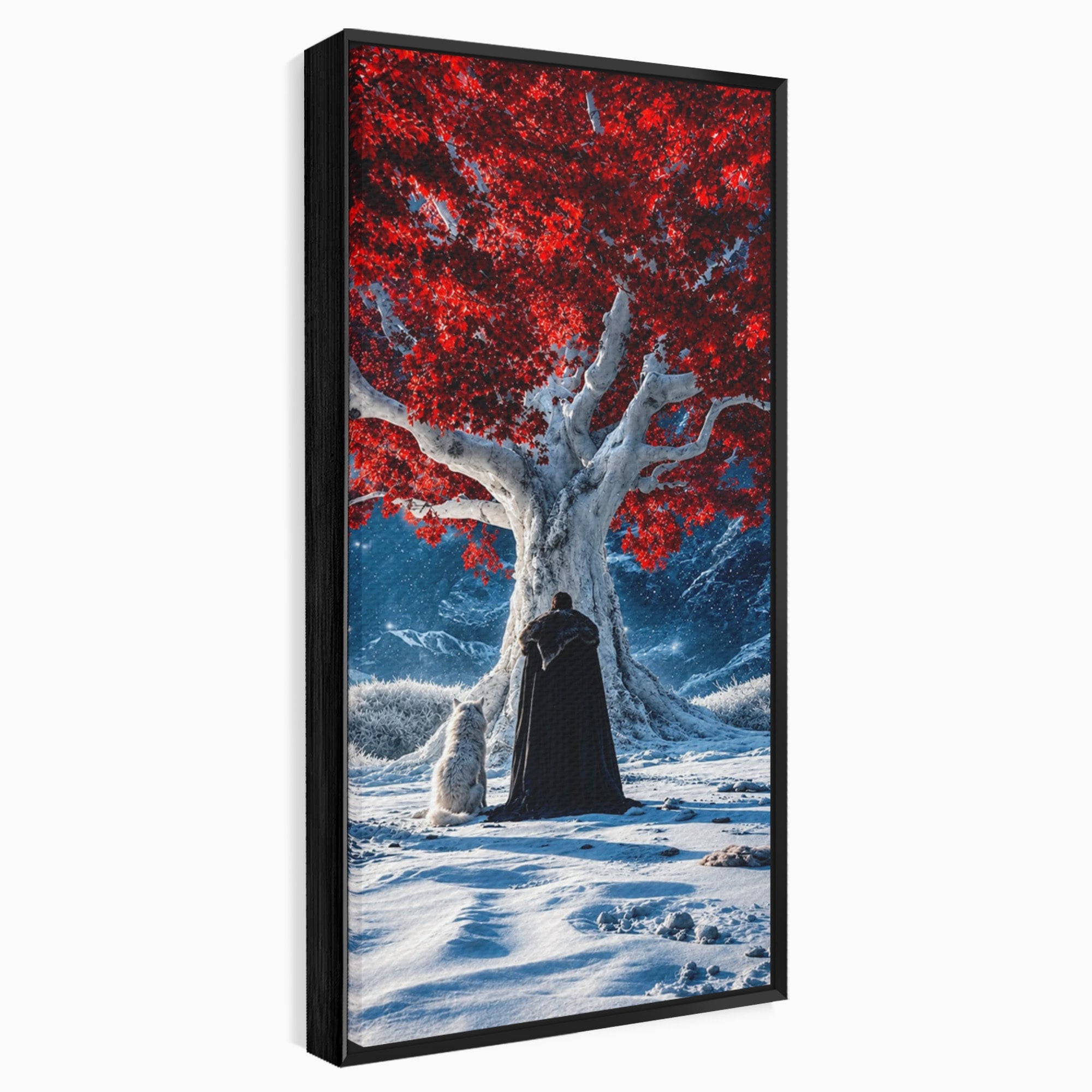 Tablou Canvas Premium LuxCanva® PI1193, Arborele Rosu, Copac, Iarna, Fantezie, Protector, Living, Culori Vibrante