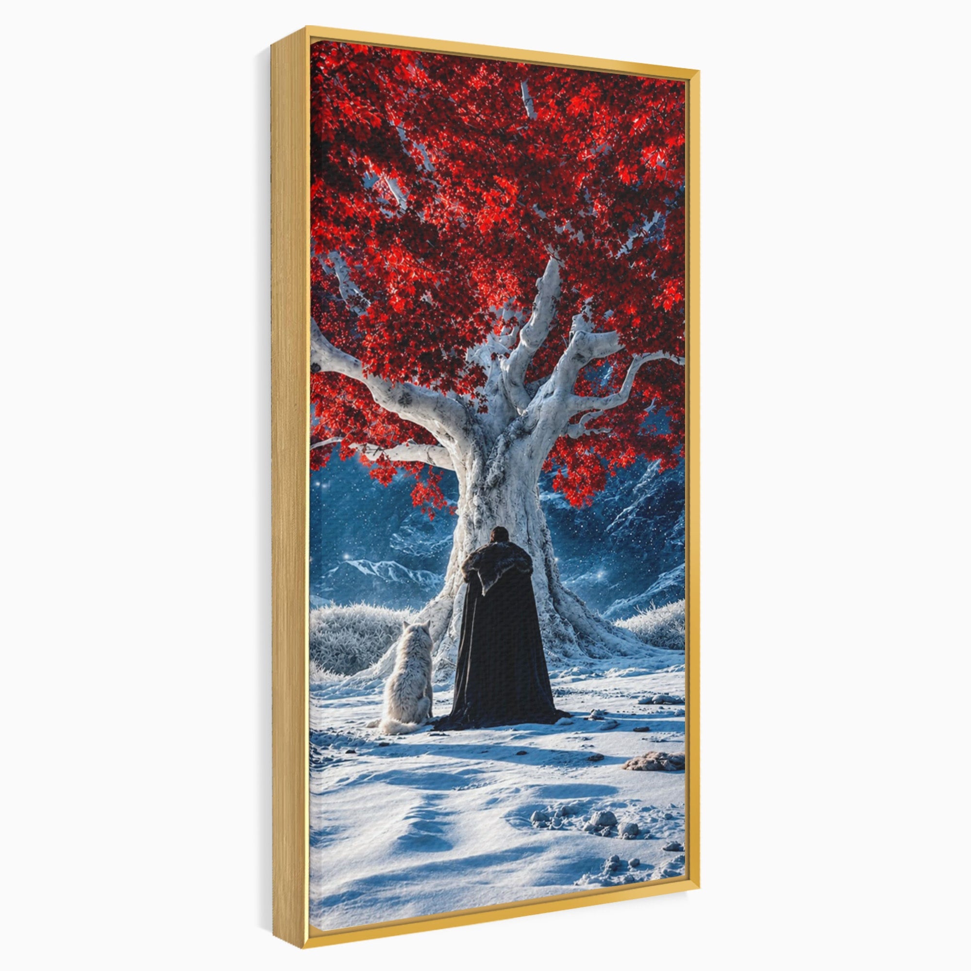 Tablou Canvas Premium LuxCanva® PI1193, Arborele Rosu, Copac, Iarna, Fantezie, Protector, Living, Culori Vibrante