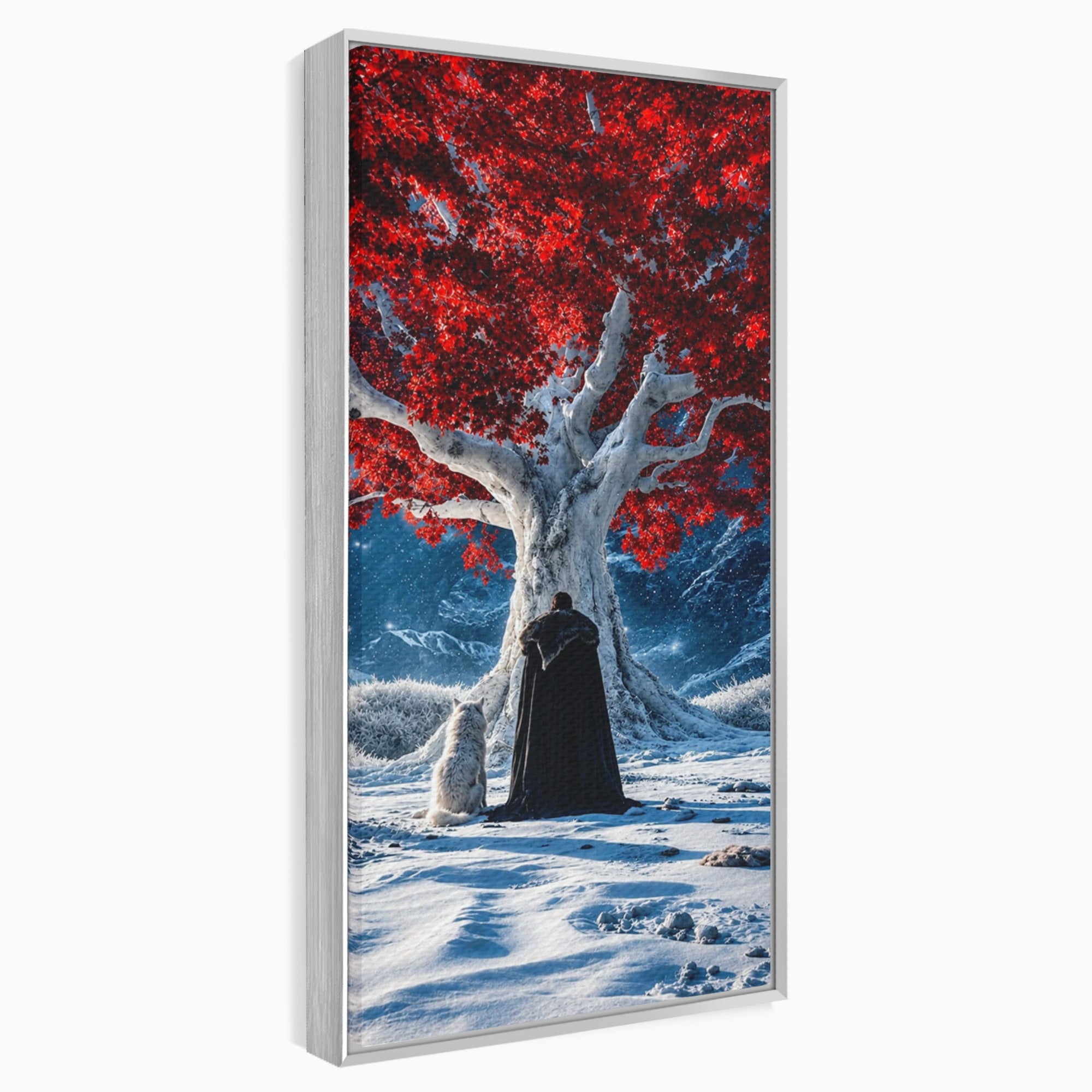 Tablou Canvas Premium LuxCanva® PI1193, Arborele Rosu, Copac, Iarna, Fantezie, Protector, Living, Culori Vibrante