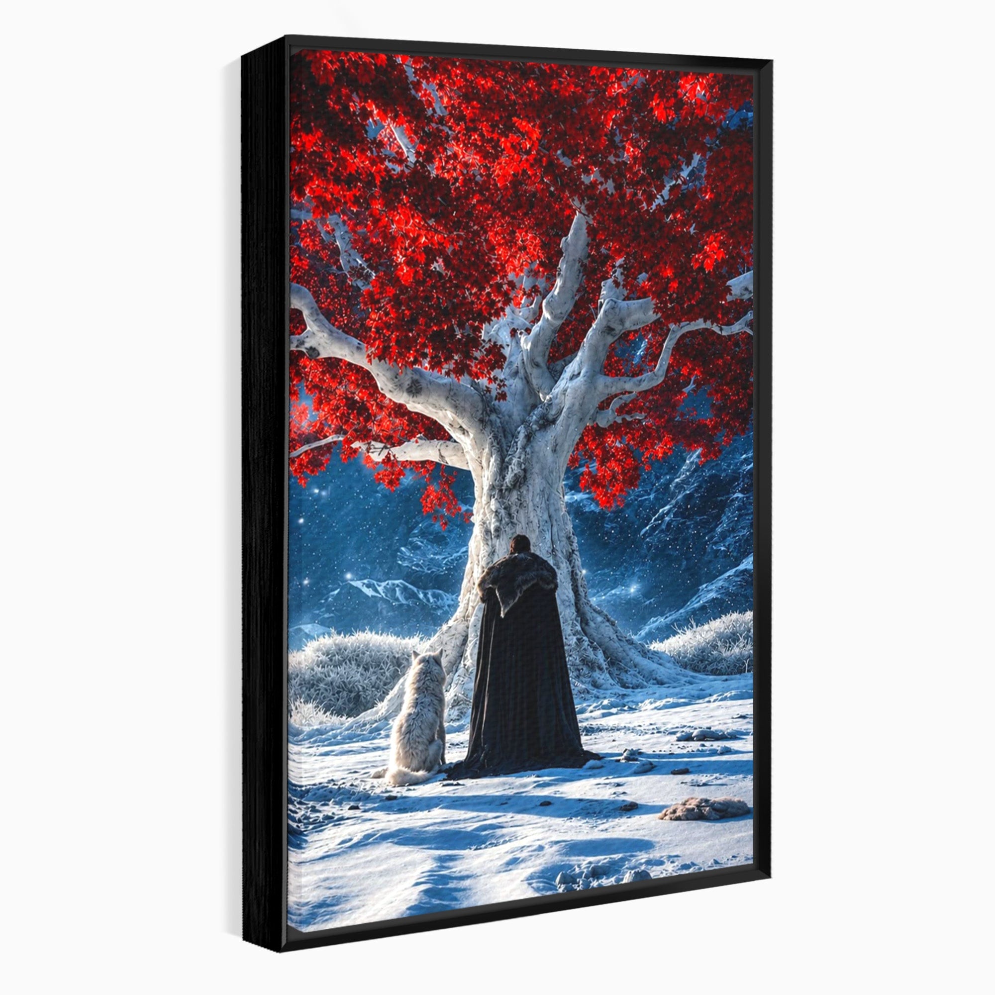 Tablou Canvas Premium LuxCanva® PI1193, Arborele Rosu, Copac, Iarna, Fantezie, Protector, Living, Culori Vibrante