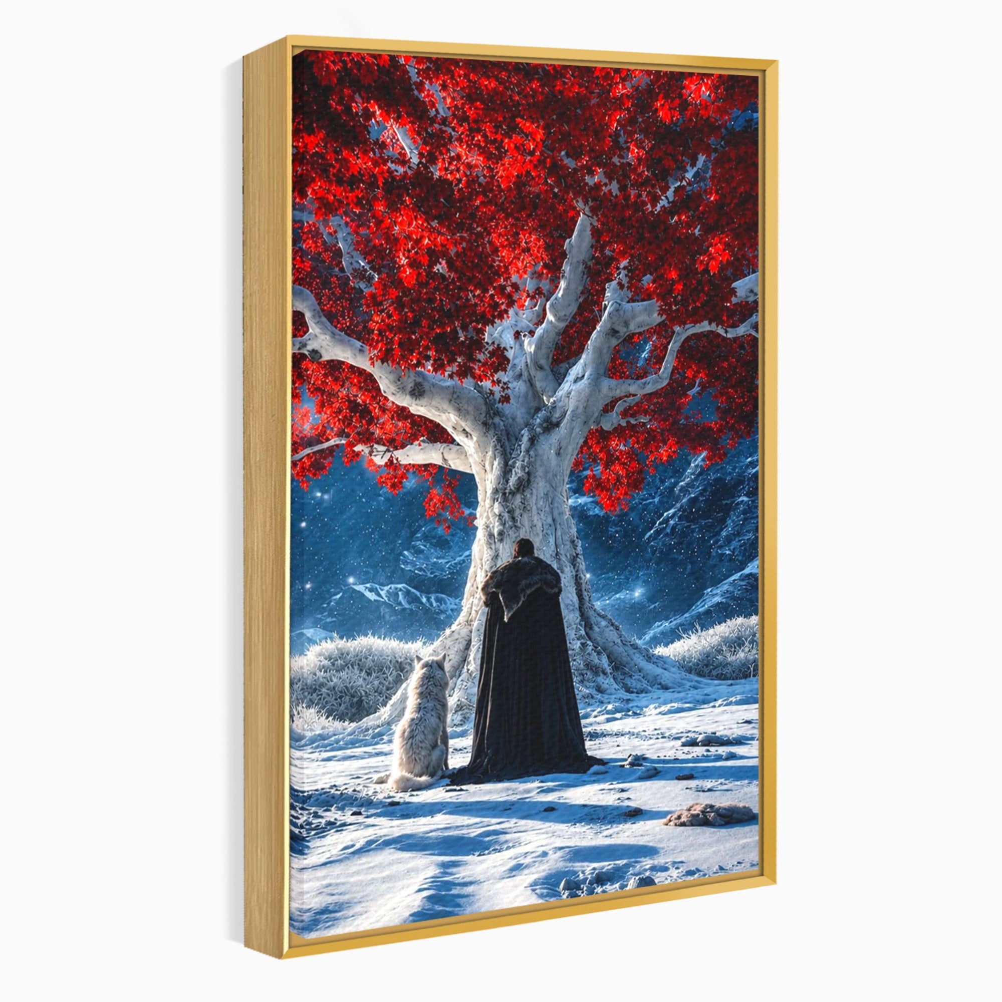 Tablou Canvas Premium LuxCanva® PI1193, Arborele Rosu, Copac, Iarna, Fantezie, Protector, Living, Culori Vibrante