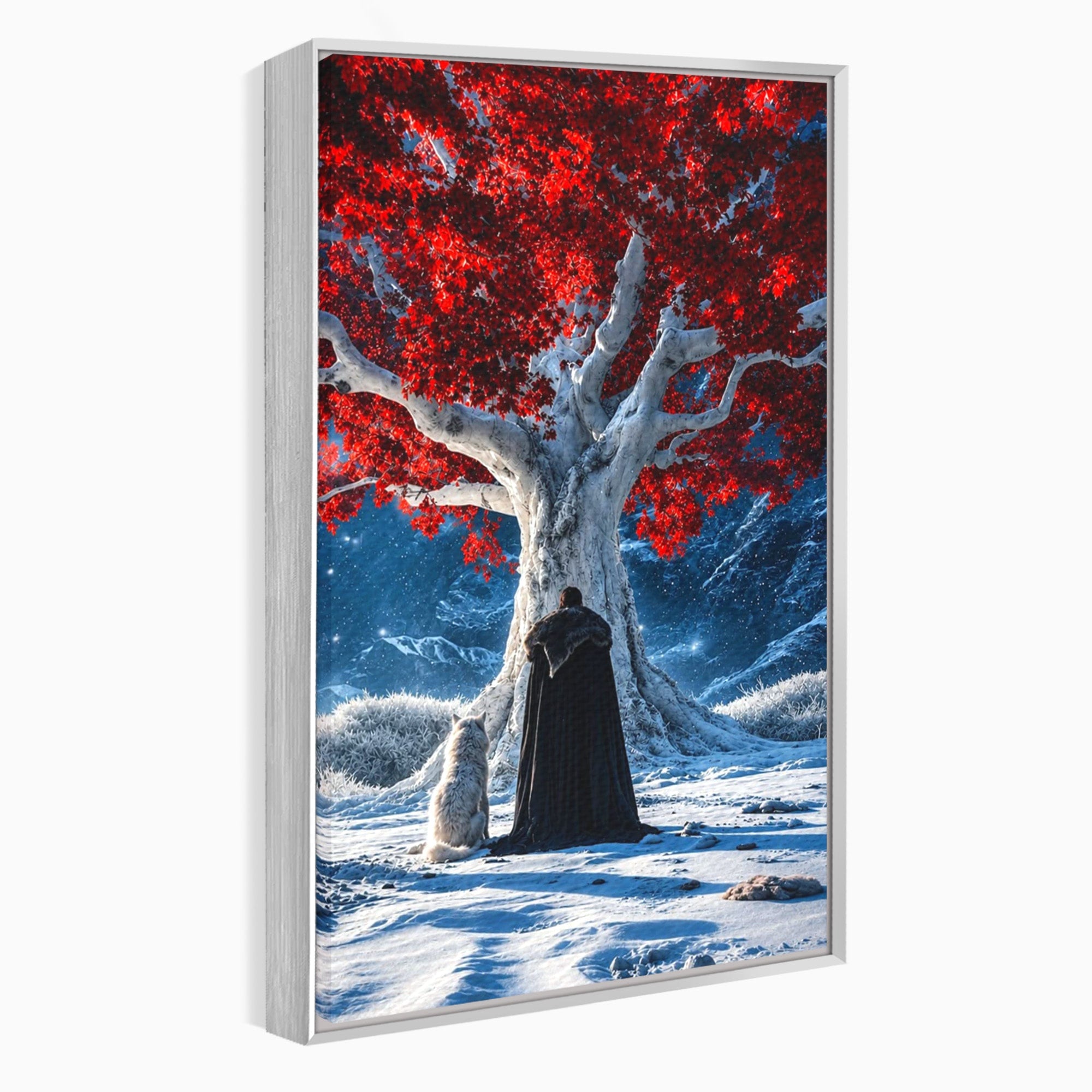 Tablou Canvas Premium LuxCanva® PI1193, Arborele Rosu, Copac, Iarna, Fantezie, Protector, Living, Culori Vibrante