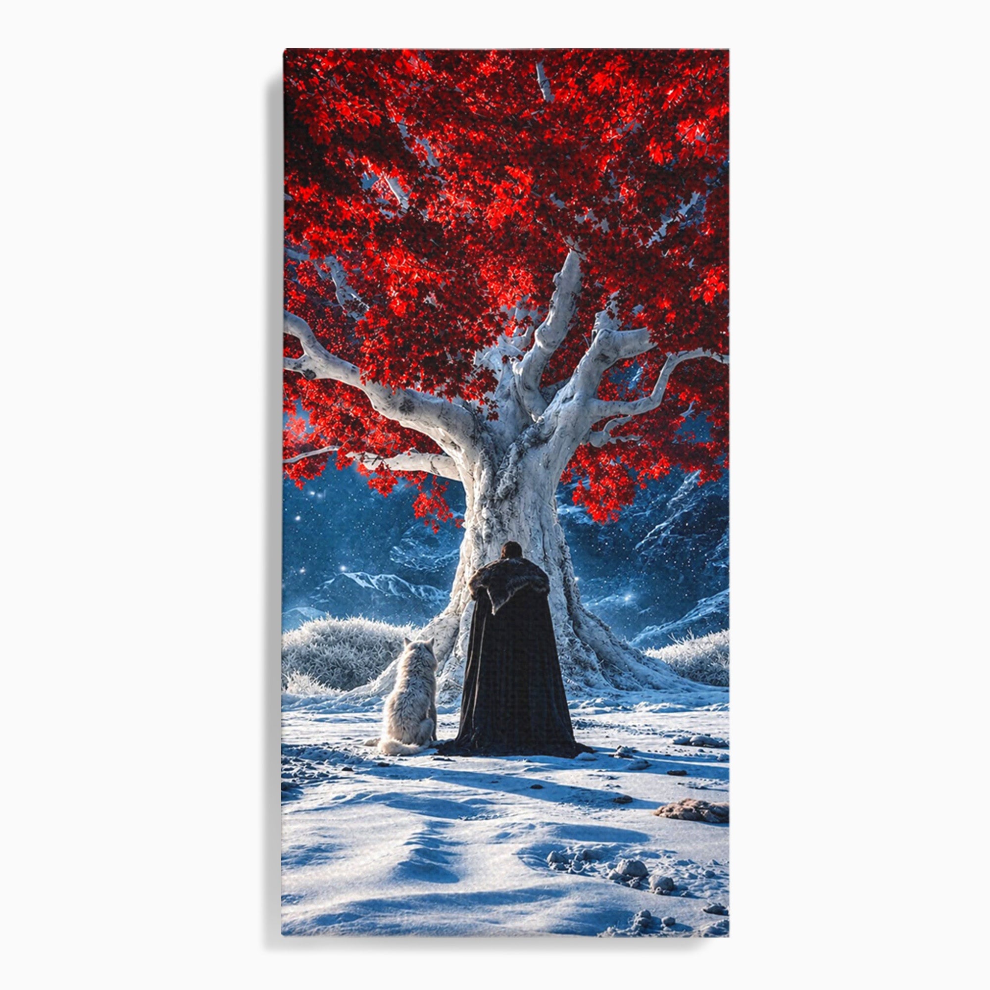 Tablou Canvas Premium LuxCanva® PI1193, Arborele Rosu, Copac, Iarna, Fantezie, Protector, Living, Culori Vibrante