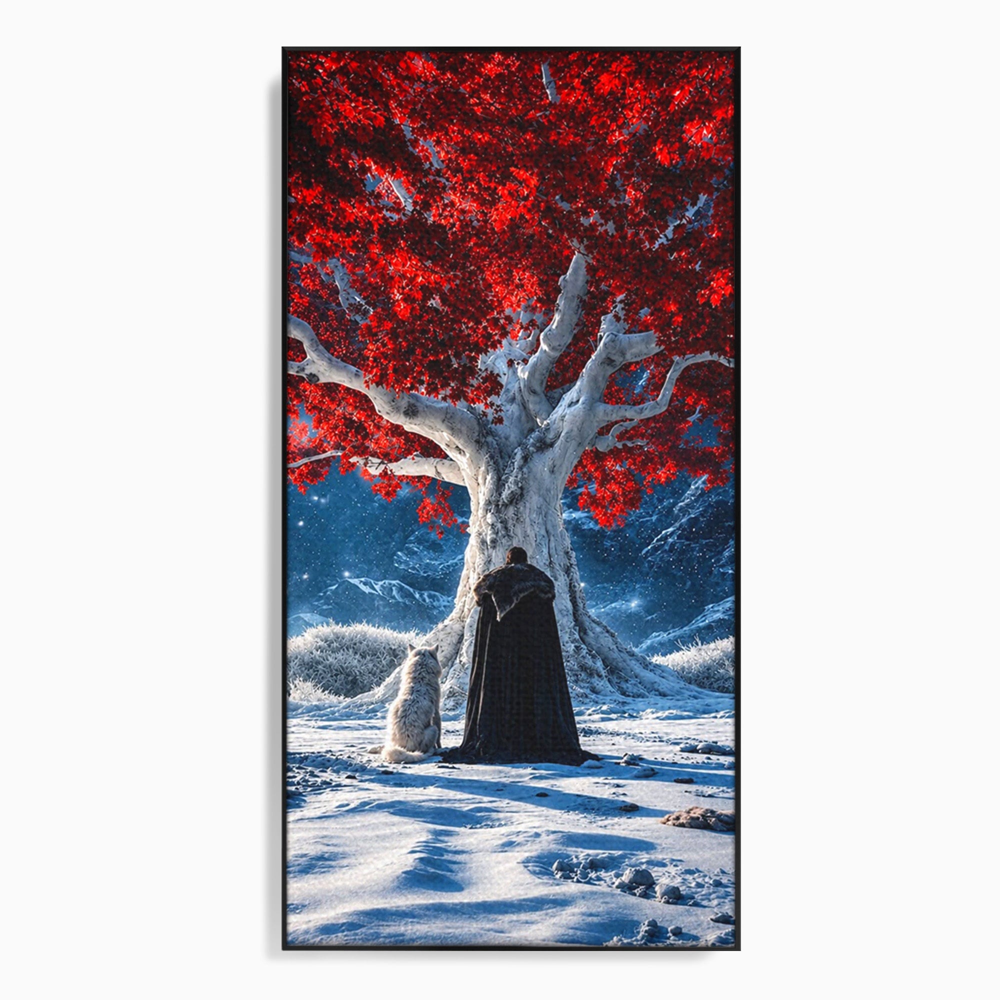 Tablou Canvas Premium LuxCanva® PI1193, Arborele Rosu, Copac, Iarna, Fantezie, Protector, Living, Culori Vibrante