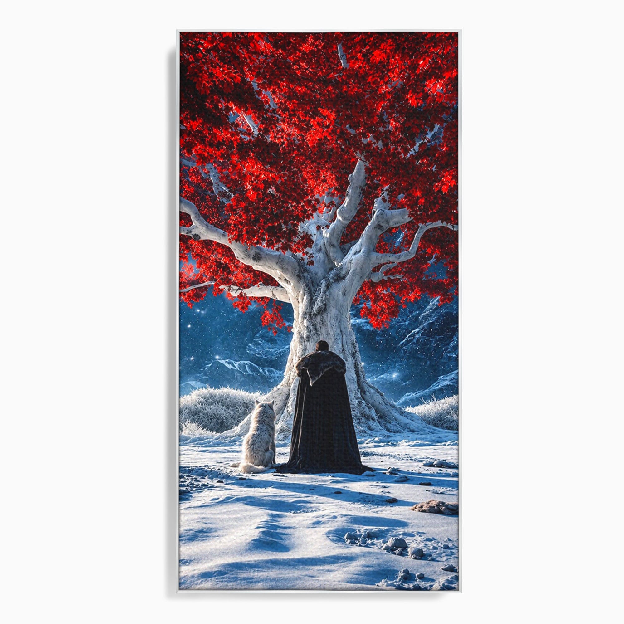Tablou Canvas Premium LuxCanva® PI1193, Arborele Rosu, Copac, Iarna, Fantezie, Protector, Living, Culori Vibrante