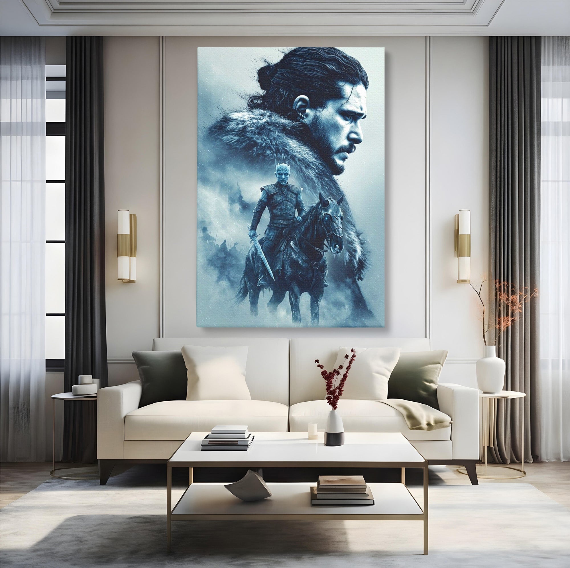 Tablou Canvas Premium LuxCanva® PI1194, Mostenirea Stark, Razboinic, Fantezie, Regele Noptii, Mister, Living, Dormitor, Culori Vibrante