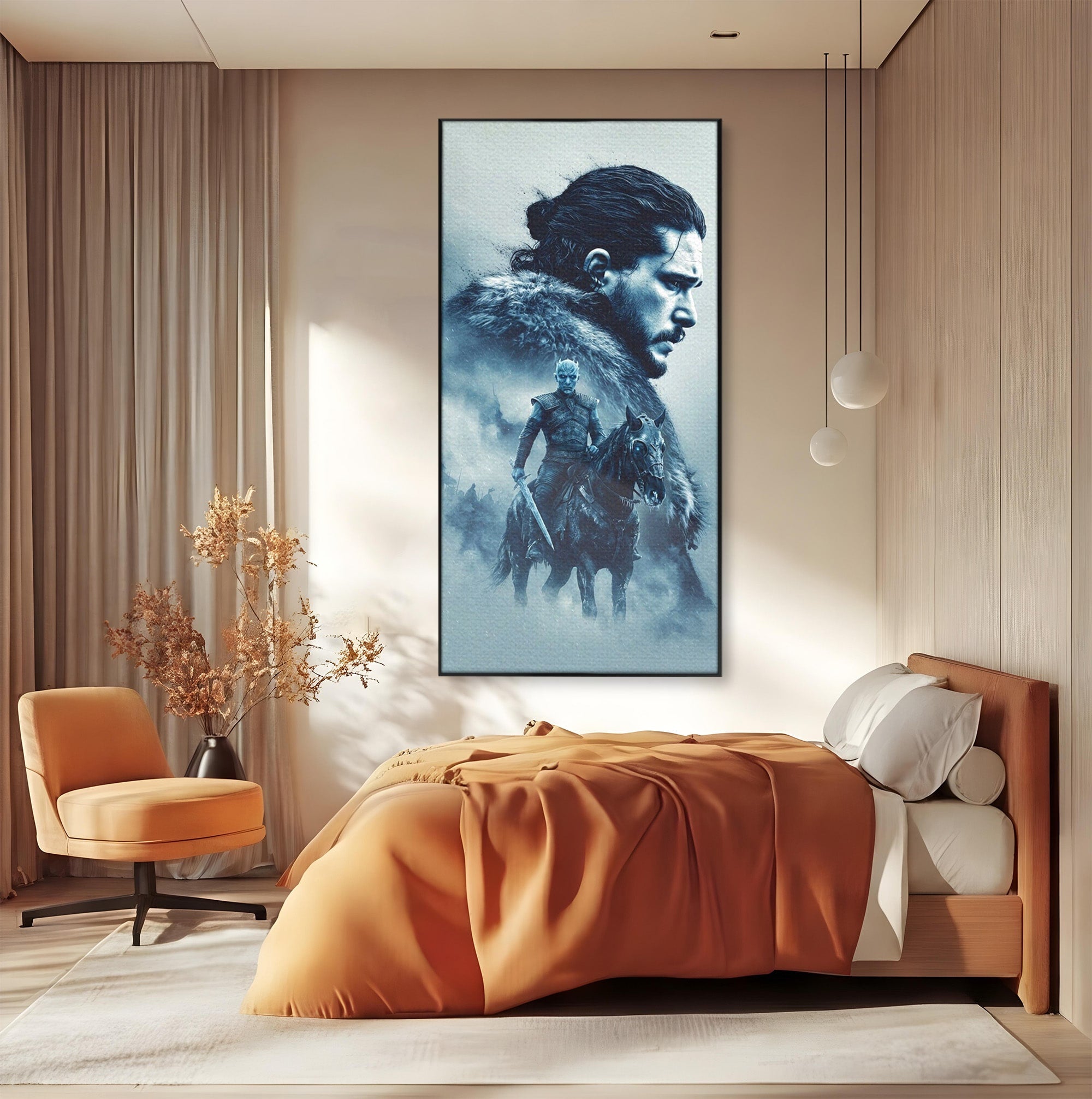 Tablou Canvas Premium LuxCanva® PI1194, Mostenirea Stark, Razboinic, Fantezie, Regele Noptii, Mister, Living, Dormitor, Culori Vibrante