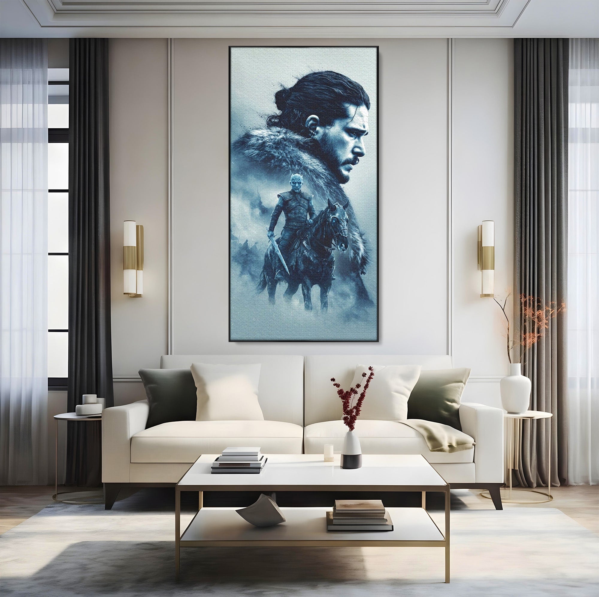Tablou Canvas Premium LuxCanva® PI1194, Mostenirea Stark, Razboinic, Fantezie, Regele Noptii, Mister, Living, Dormitor, Culori Vibrante