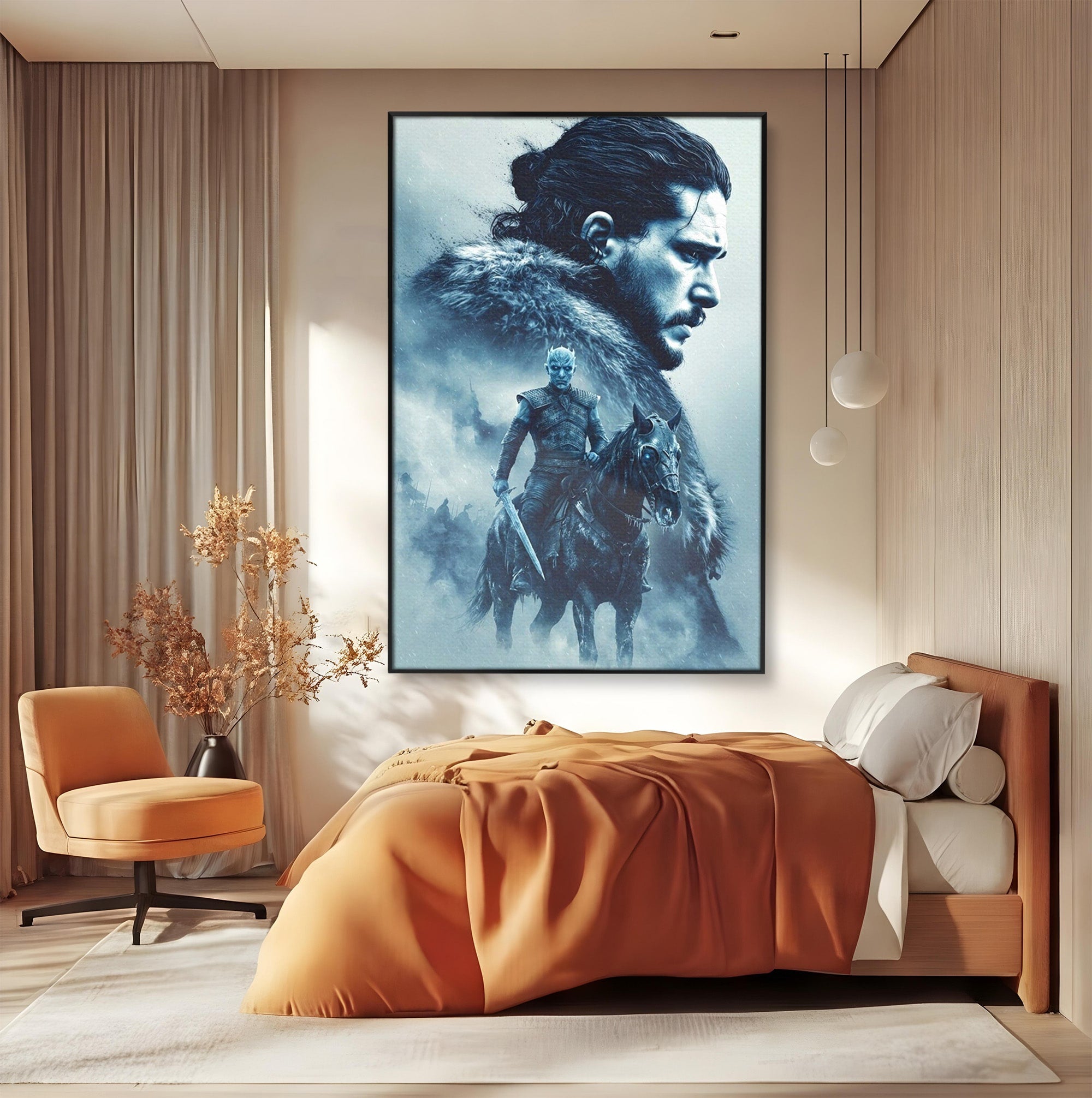 Tablou Canvas Premium LuxCanva® PI1194, Mostenirea Stark, Razboinic, Fantezie, Regele Noptii, Mister, Living, Dormitor, Culori Vibrante