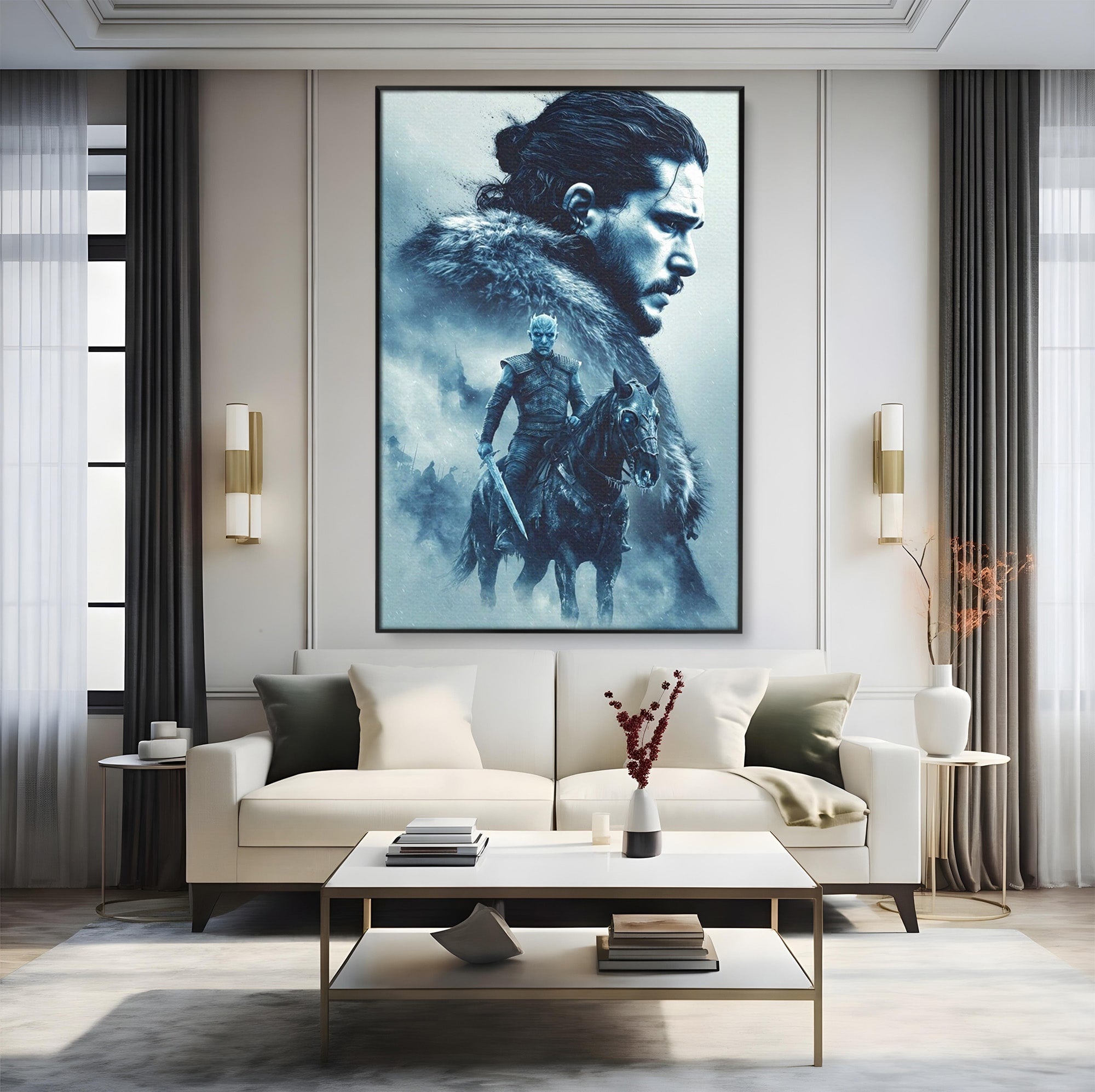 Tablou Canvas Premium LuxCanva® PI1194, Mostenirea Stark, Razboinic, Fantezie, Regele Noptii, Mister, Living, Dormitor, Culori Vibrante