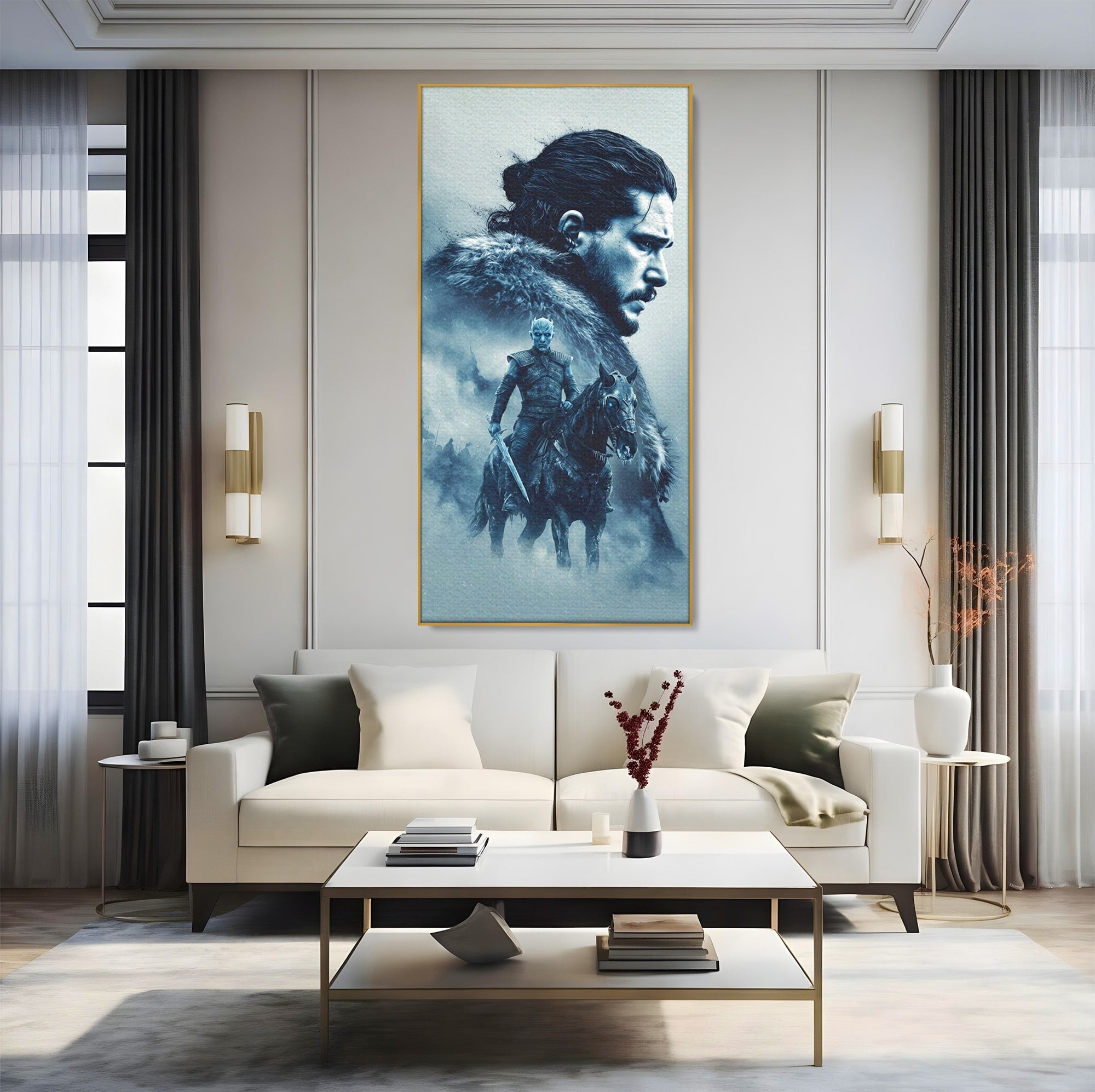 Tablou Canvas Premium LuxCanva® PI1194, Mostenirea Stark, Razboinic, Fantezie, Regele Noptii, Mister, Living, Dormitor, Culori Vibrante