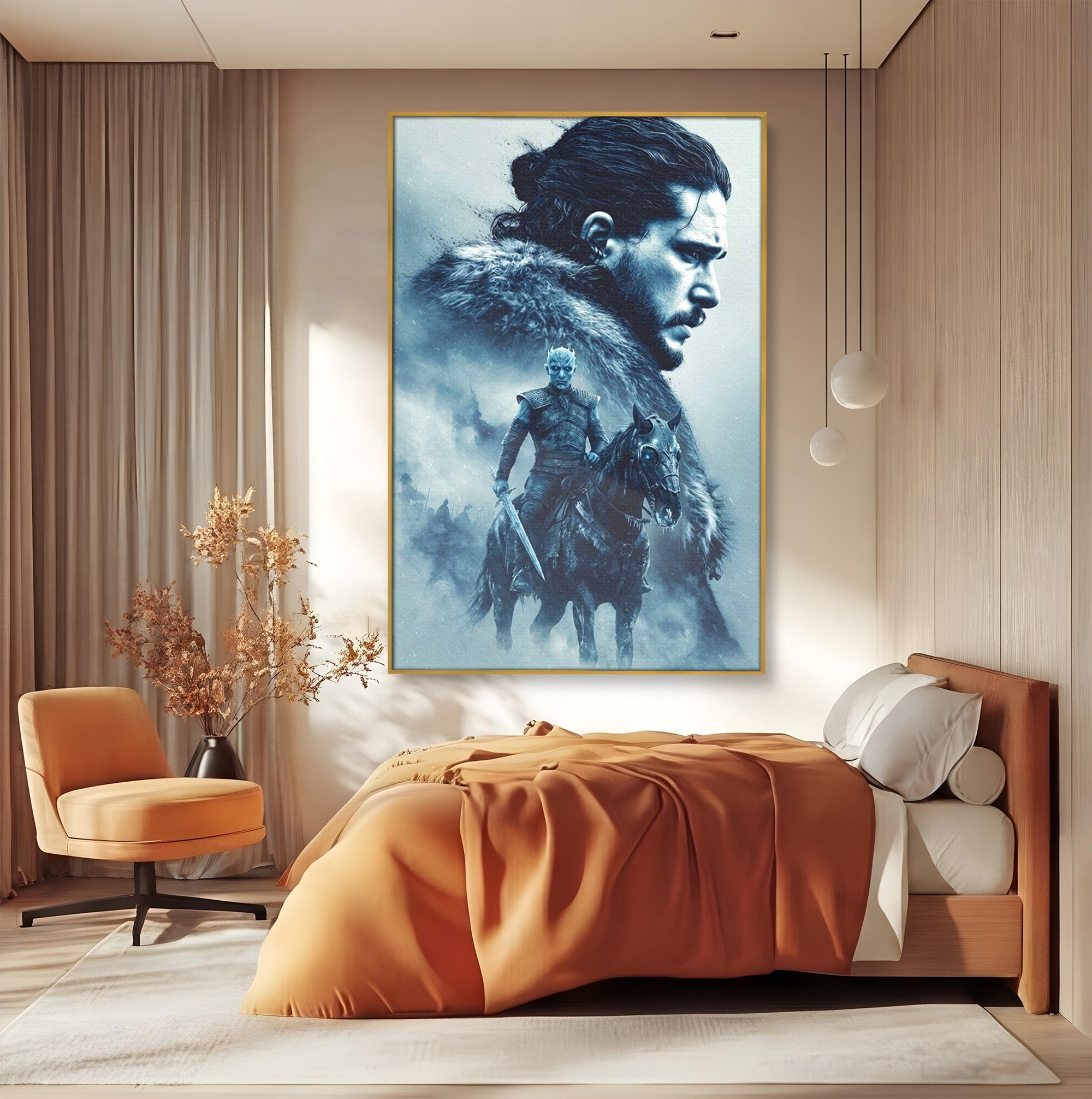Tablou Canvas Premium LuxCanva® PI1194, Mostenirea Stark, Razboinic, Fantezie, Regele Noptii, Mister, Living, Dormitor, Culori Vibrante