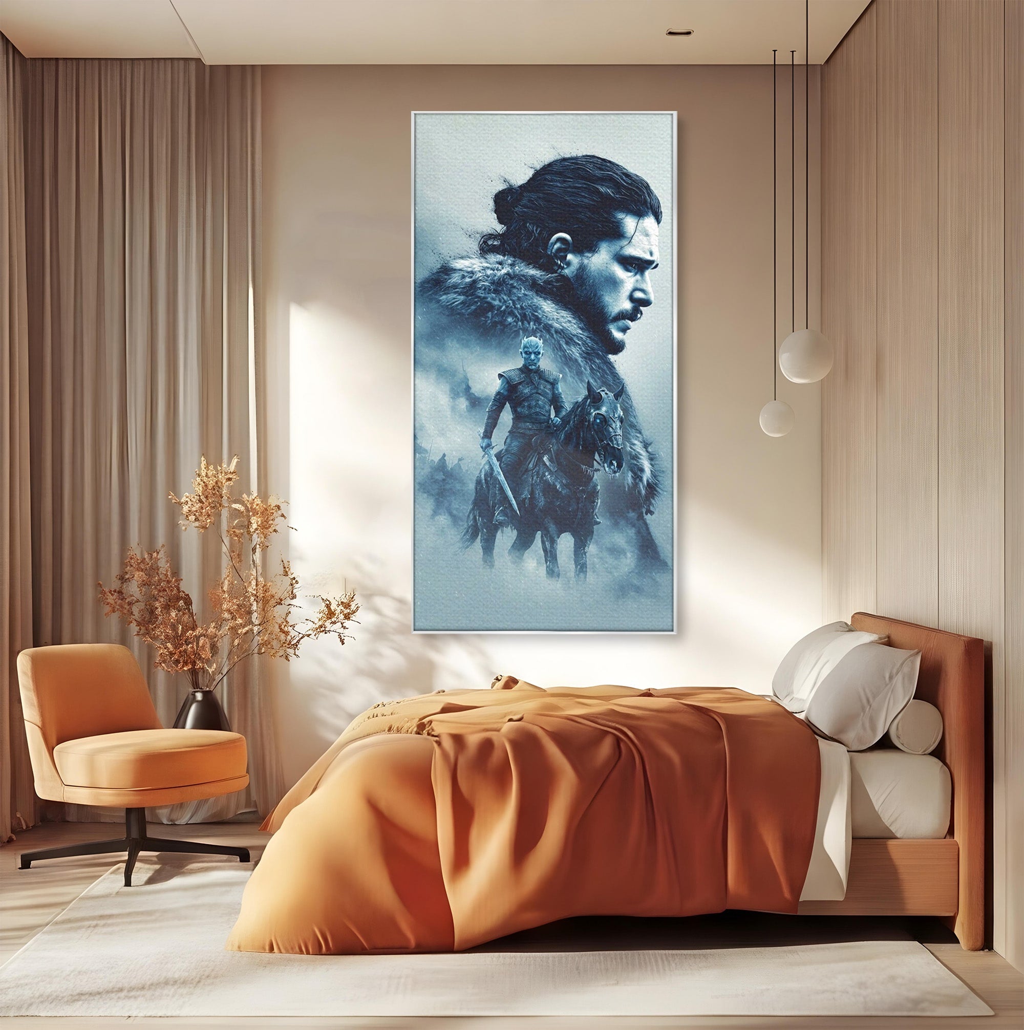 Tablou Canvas Premium LuxCanva® PI1194, Mostenirea Stark, Razboinic, Fantezie, Regele Noptii, Mister, Living, Dormitor, Culori Vibrante