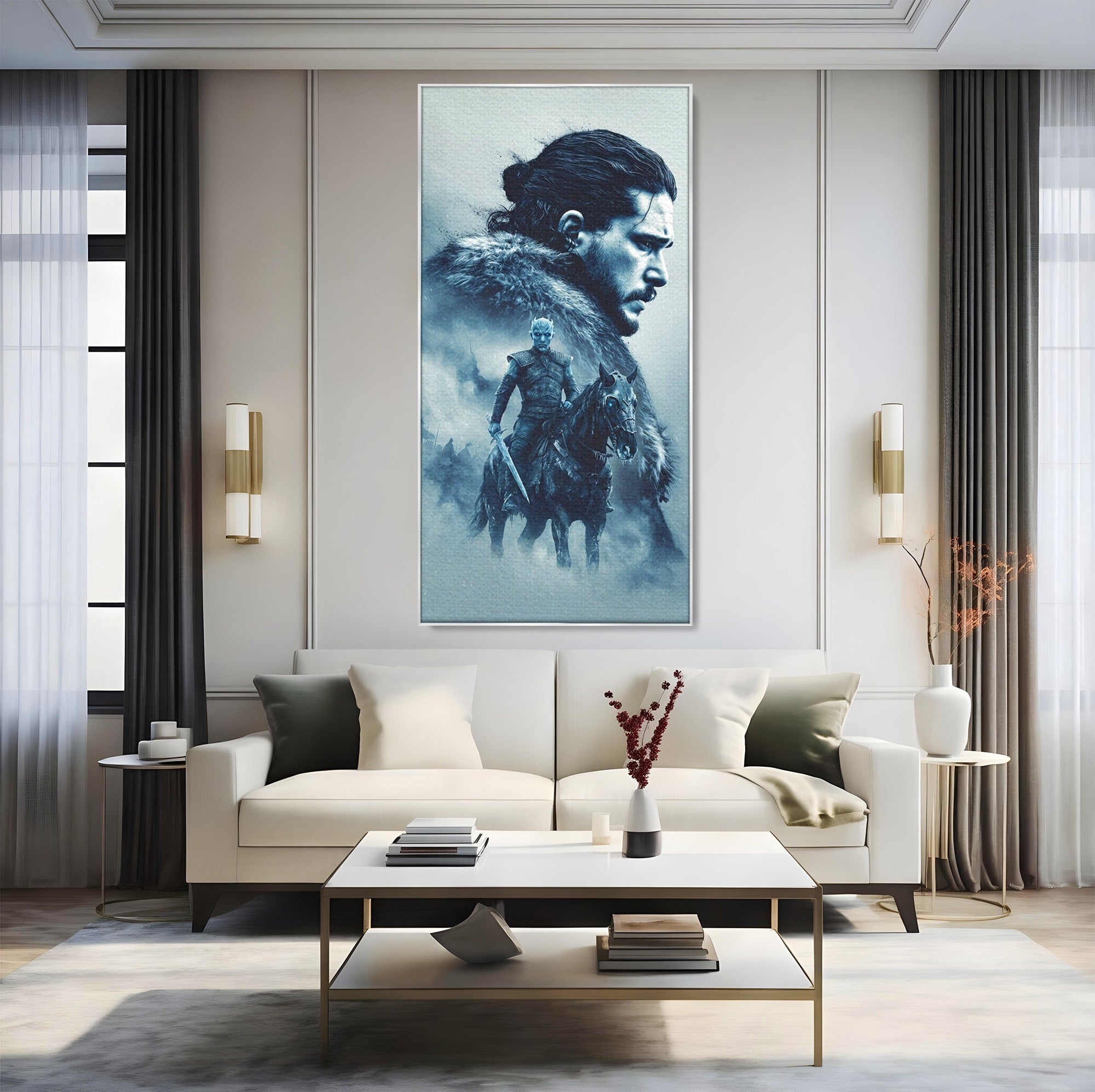 Tablou Canvas Premium LuxCanva® PI1194, Mostenirea Stark, Razboinic, Fantezie, Regele Noptii, Mister, Living, Dormitor, Culori Vibrante