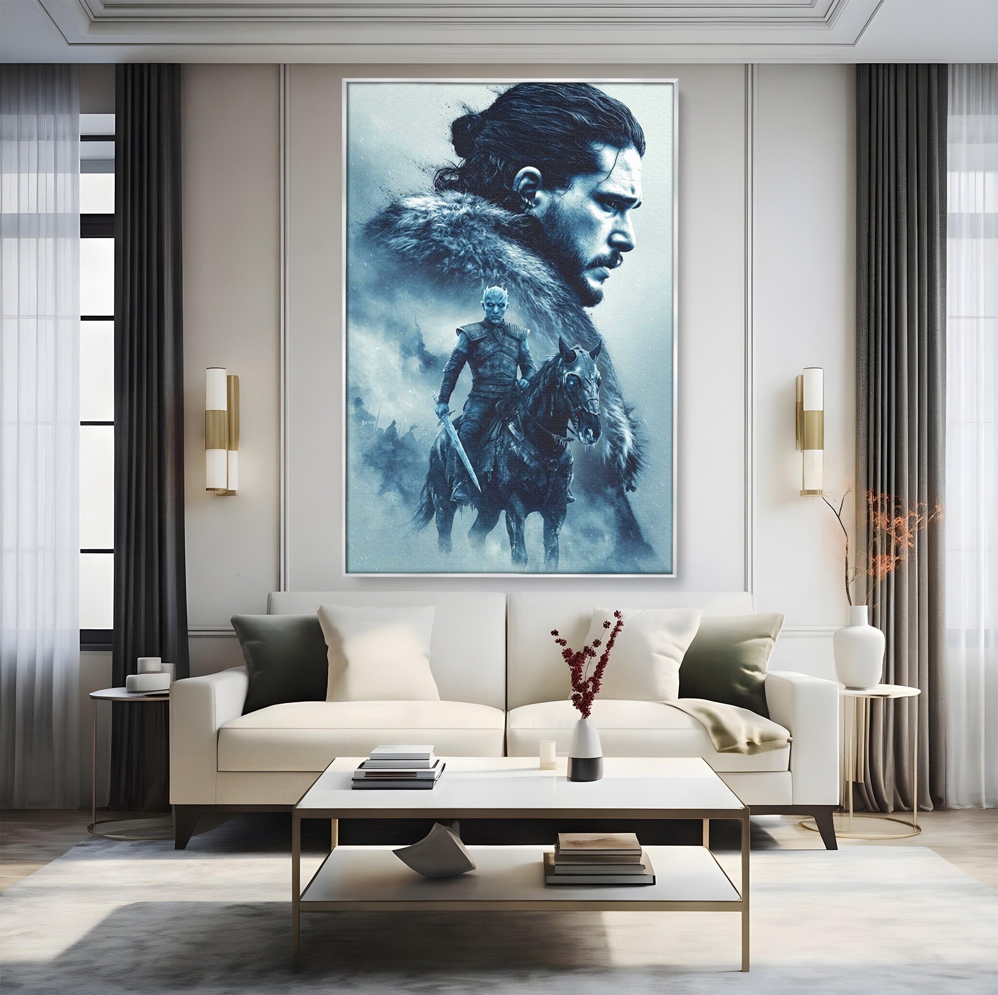Tablou Canvas Premium LuxCanva® PI1194, Mostenirea Stark, Razboinic, Fantezie, Regele Noptii, Mister, Living, Dormitor, Culori Vibrante