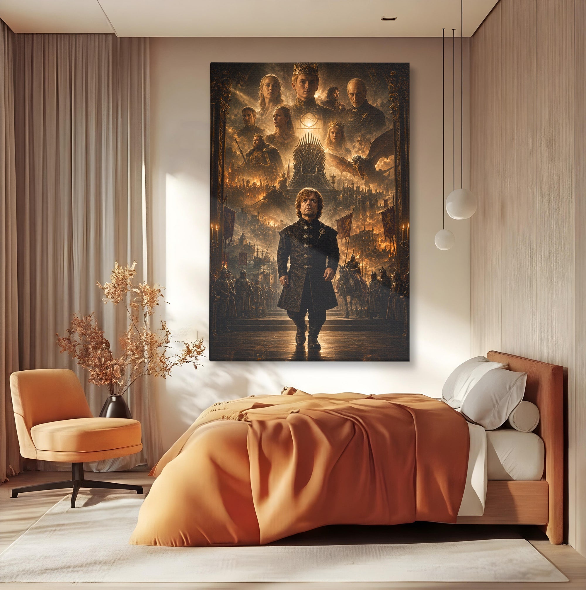 Tablou Canvas Premium LuxCanva® PI1196, Drumul Catre Coroana, Regat, Fantezie, Tron, Personaje, Dormitor, Culori Vibrante