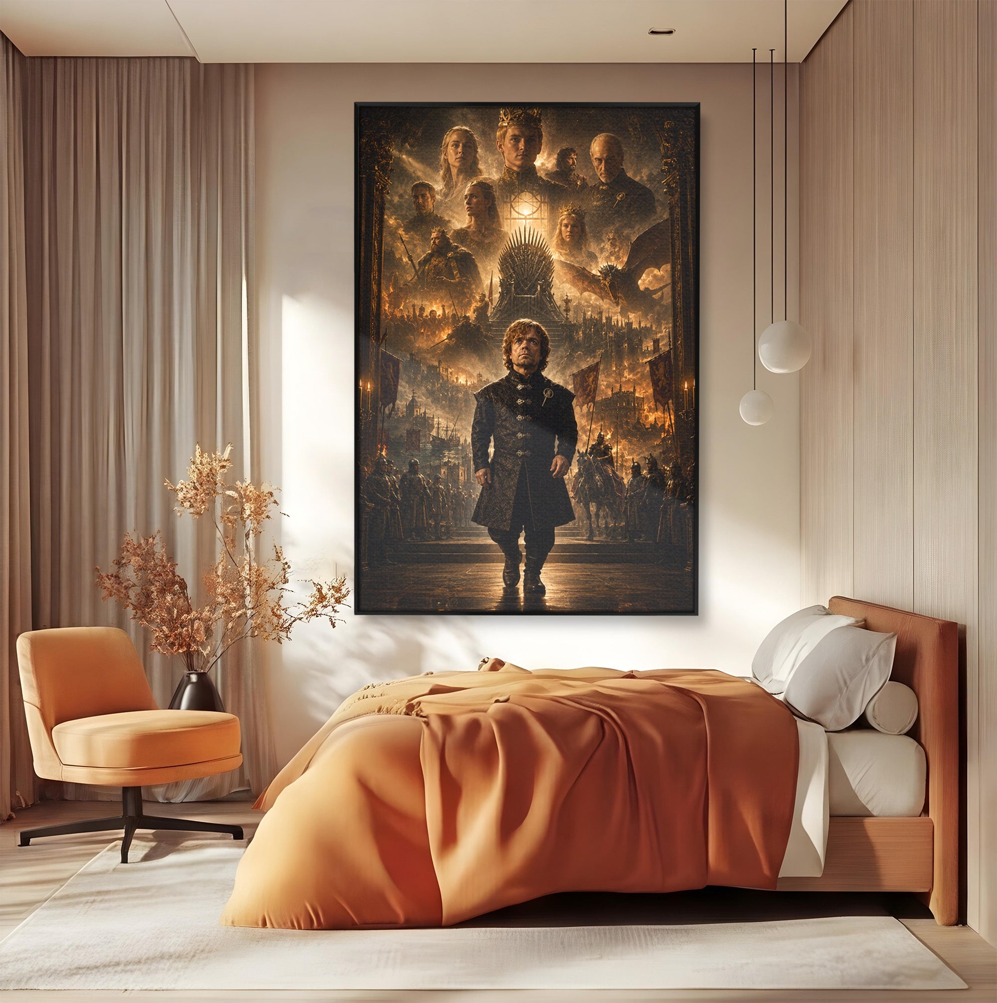Tablou Canvas Premium LuxCanva® PI1196, Drumul Catre Coroana, Regat, Fantezie, Tron, Personaje, Dormitor, Culori Vibrante