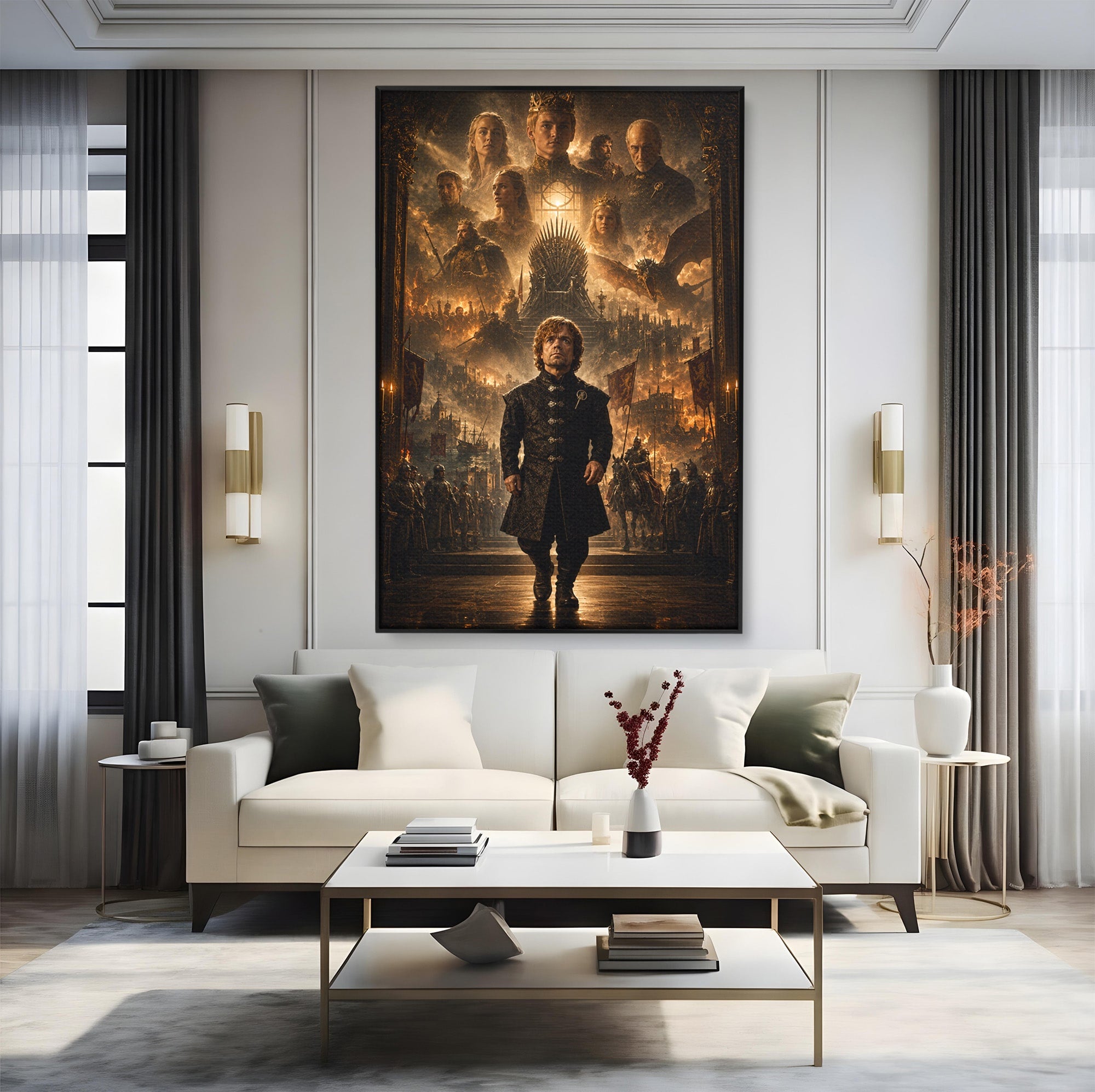 Tablou Canvas Premium LuxCanva® PI1196, Drumul Catre Coroana, Regat, Fantezie, Tron, Personaje, Dormitor, Culori Vibrante