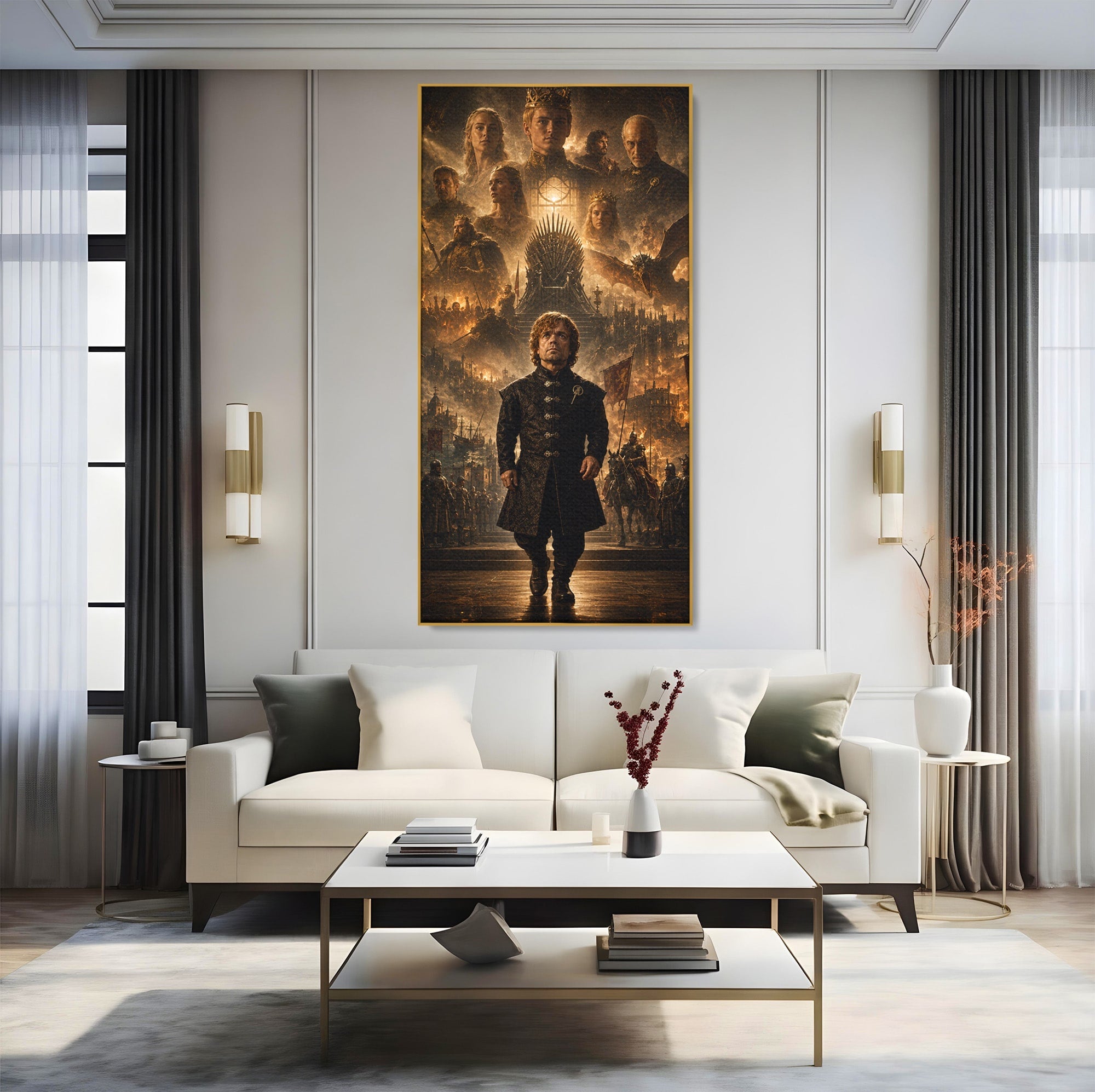 Tablou Canvas Premium LuxCanva® PI1196, Drumul Catre Coroana, Regat, Fantezie, Tron, Personaje, Dormitor, Culori Vibrante