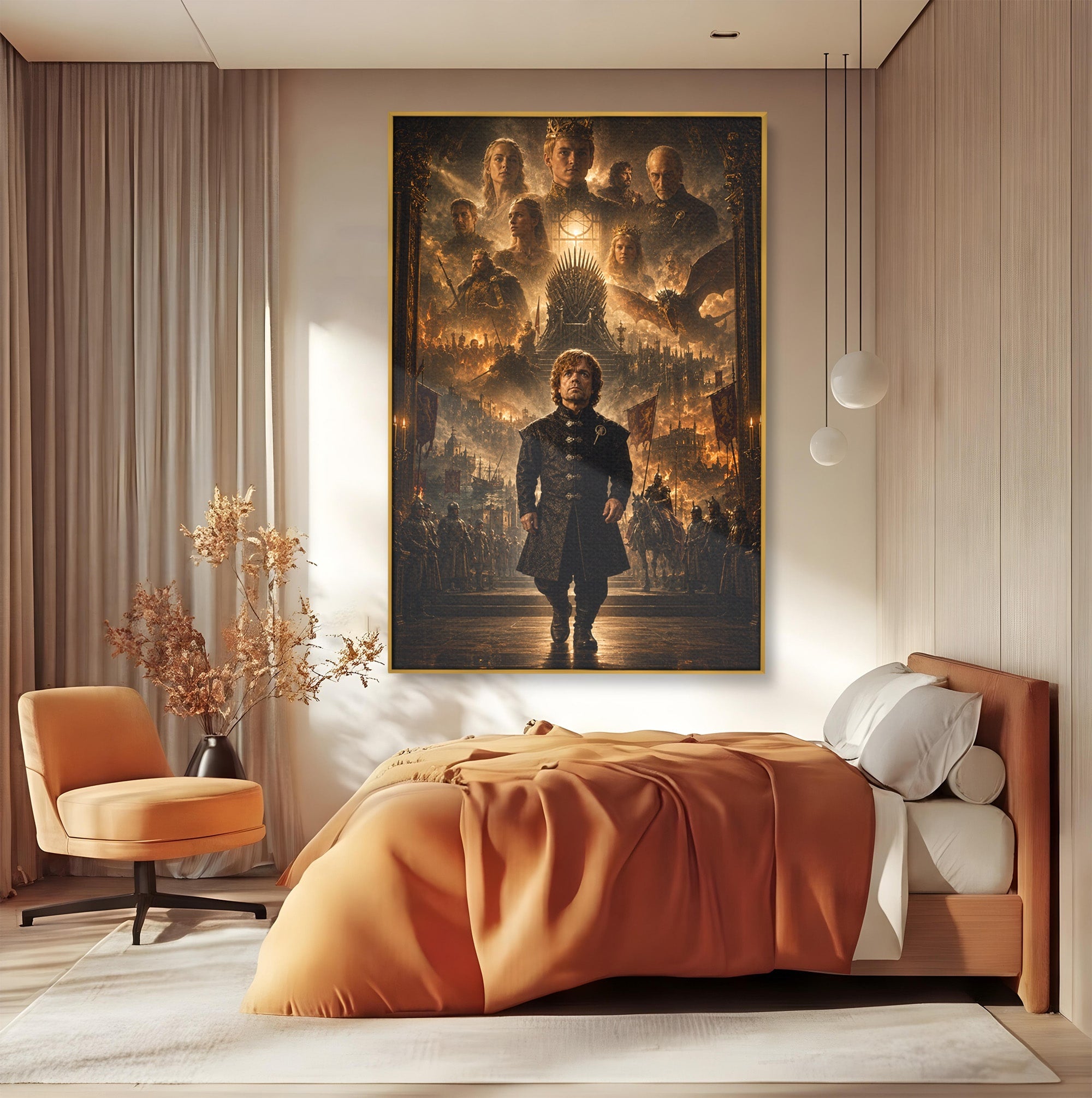 Tablou Canvas Premium LuxCanva® PI1196, Drumul Catre Coroana, Regat, Fantezie, Tron, Personaje, Dormitor, Culori Vibrante