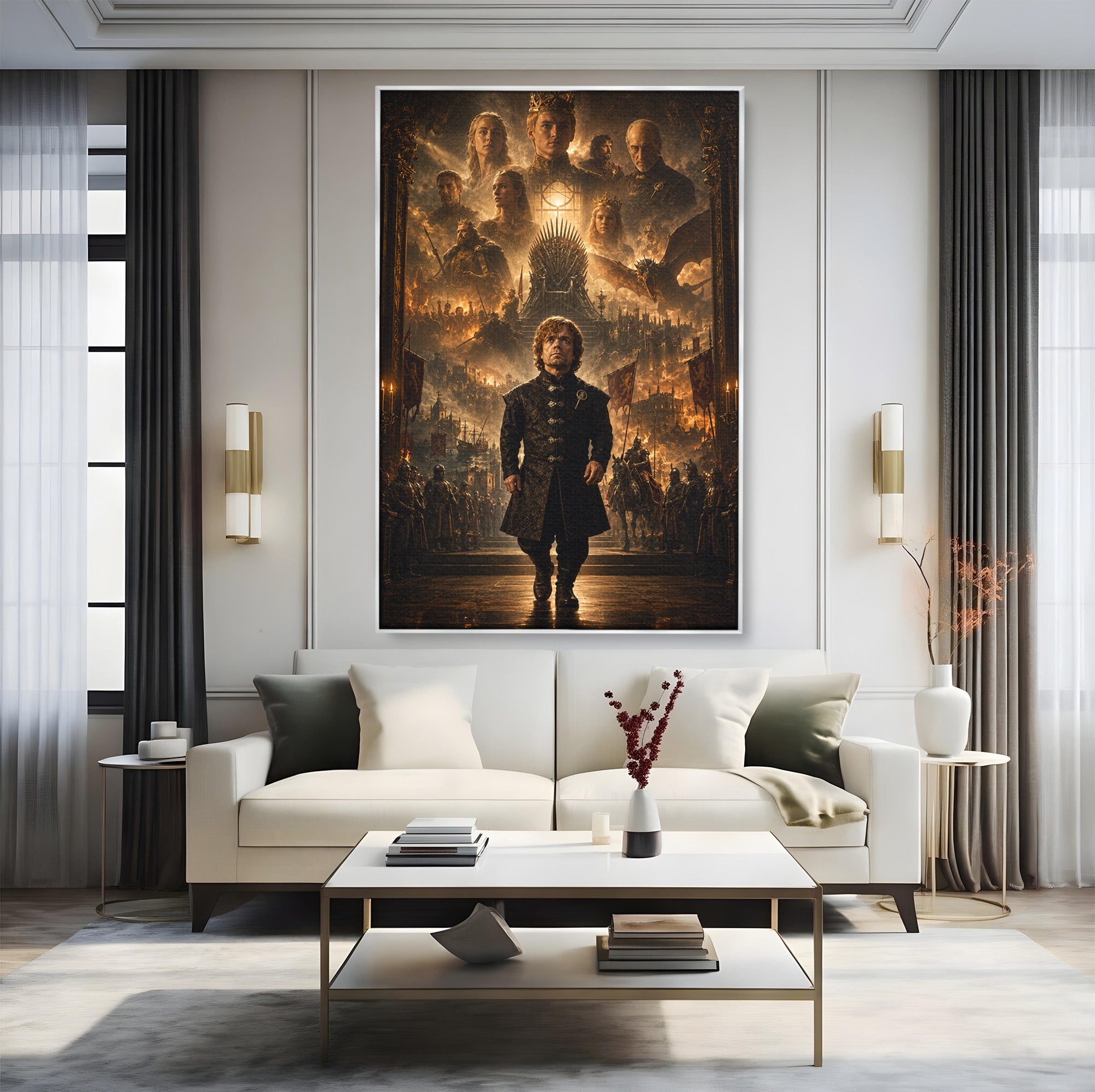 Tablou Canvas Premium LuxCanva® PI1196, Drumul Catre Coroana, Regat, Fantezie, Tron, Personaje, Dormitor, Culori Vibrante