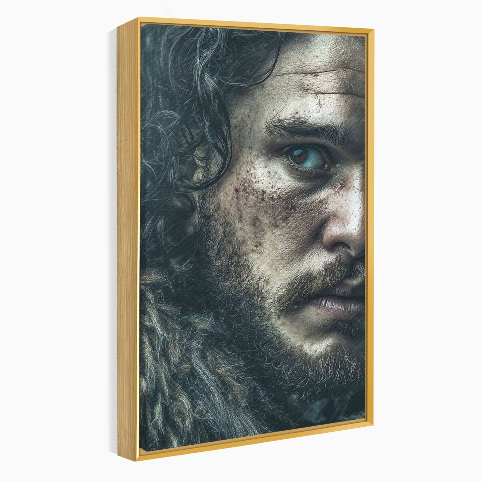 Tablou Canvas Premium LuxCanva® PI1200, Privirea lui Snow, Chip, Razboinic, Nordic, Mister, Intensitate, Living, Dormitor, Culori Vibrante