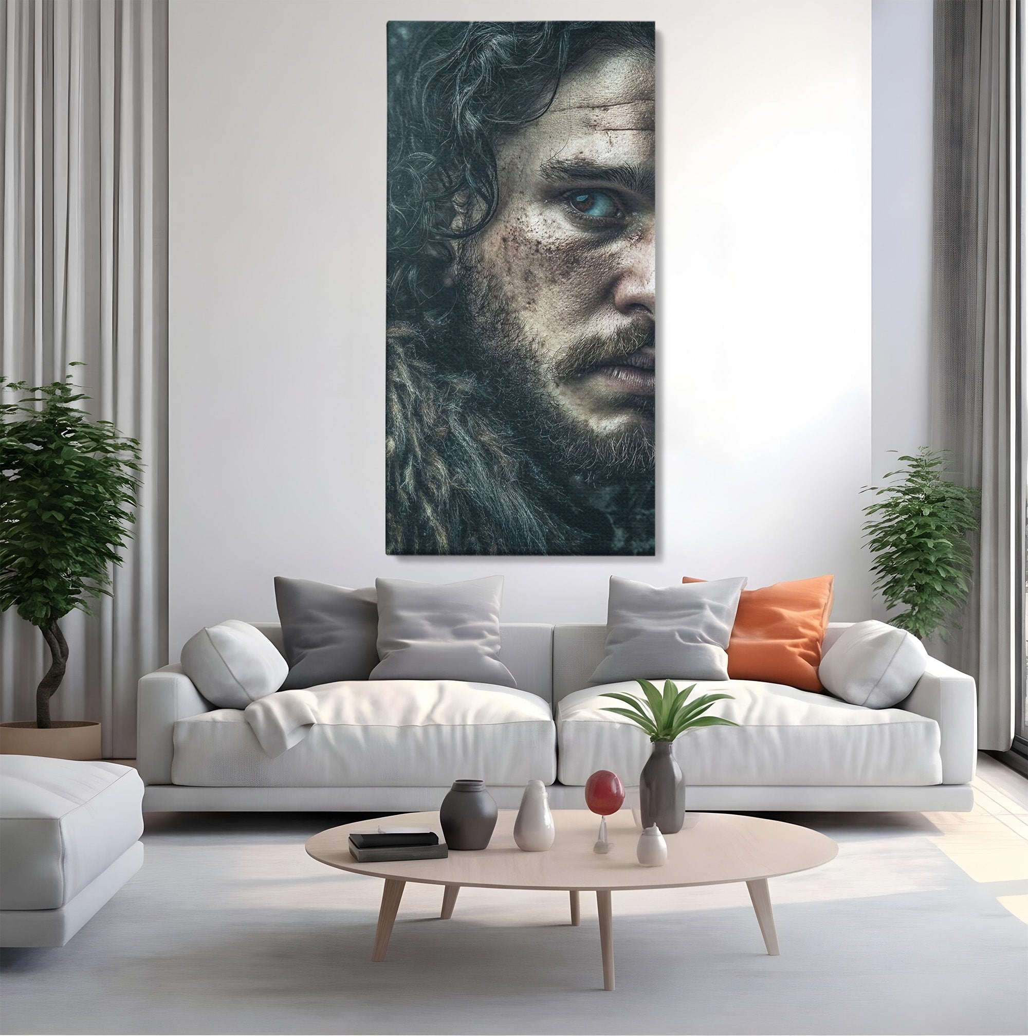 Tablou Canvas Premium LuxCanva® PI1200, Privirea lui Snow, Chip, Razboinic, Nordic, Mister, Intensitate, Living, Dormitor, Culori Vibrante