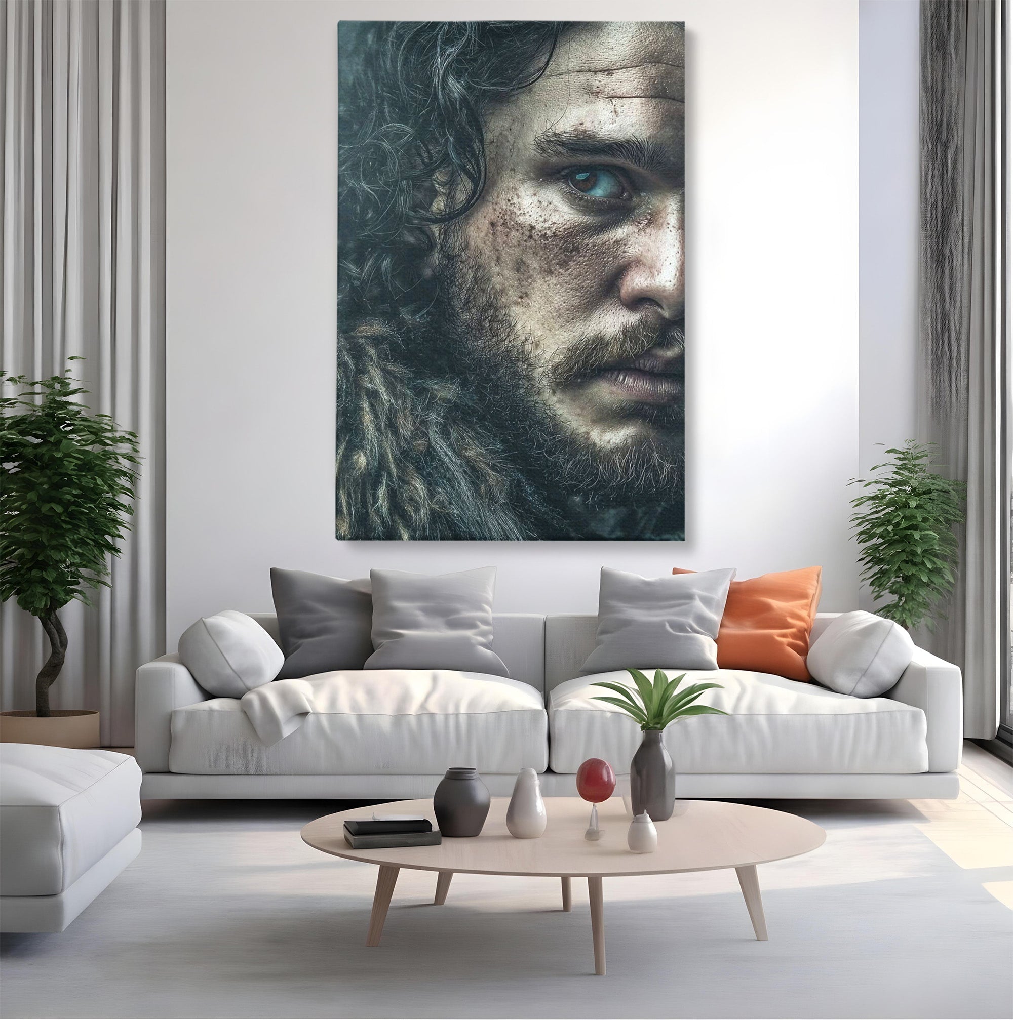 Tablou Canvas Premium LuxCanva® PI1200, Privirea lui Snow, Chip, Razboinic, Nordic, Mister, Intensitate, Living, Dormitor, Culori Vibrante