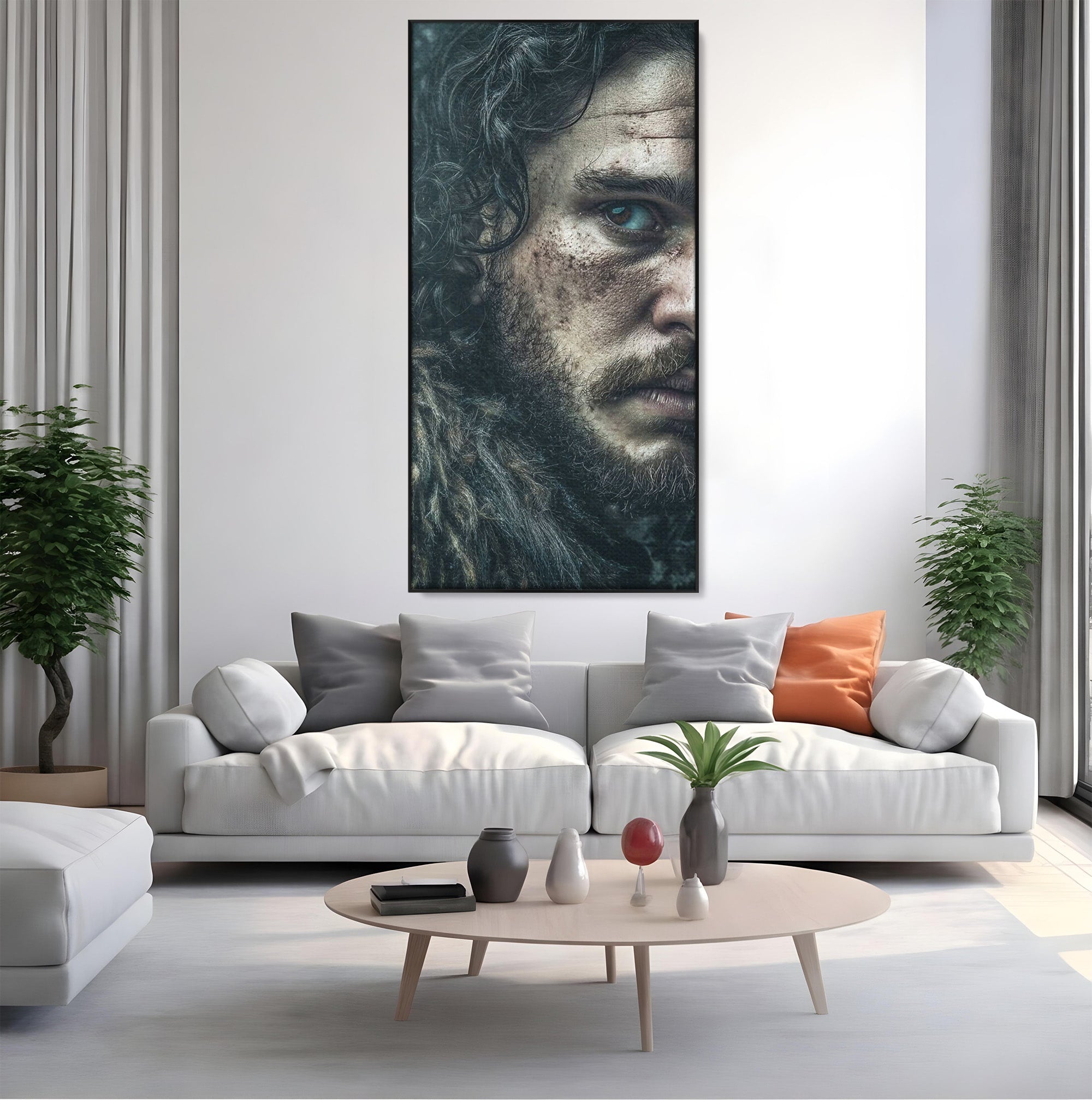 Tablou Canvas Premium LuxCanva® PI1200, Privirea lui Snow, Chip, Razboinic, Nordic, Mister, Intensitate, Living, Dormitor, Culori Vibrante