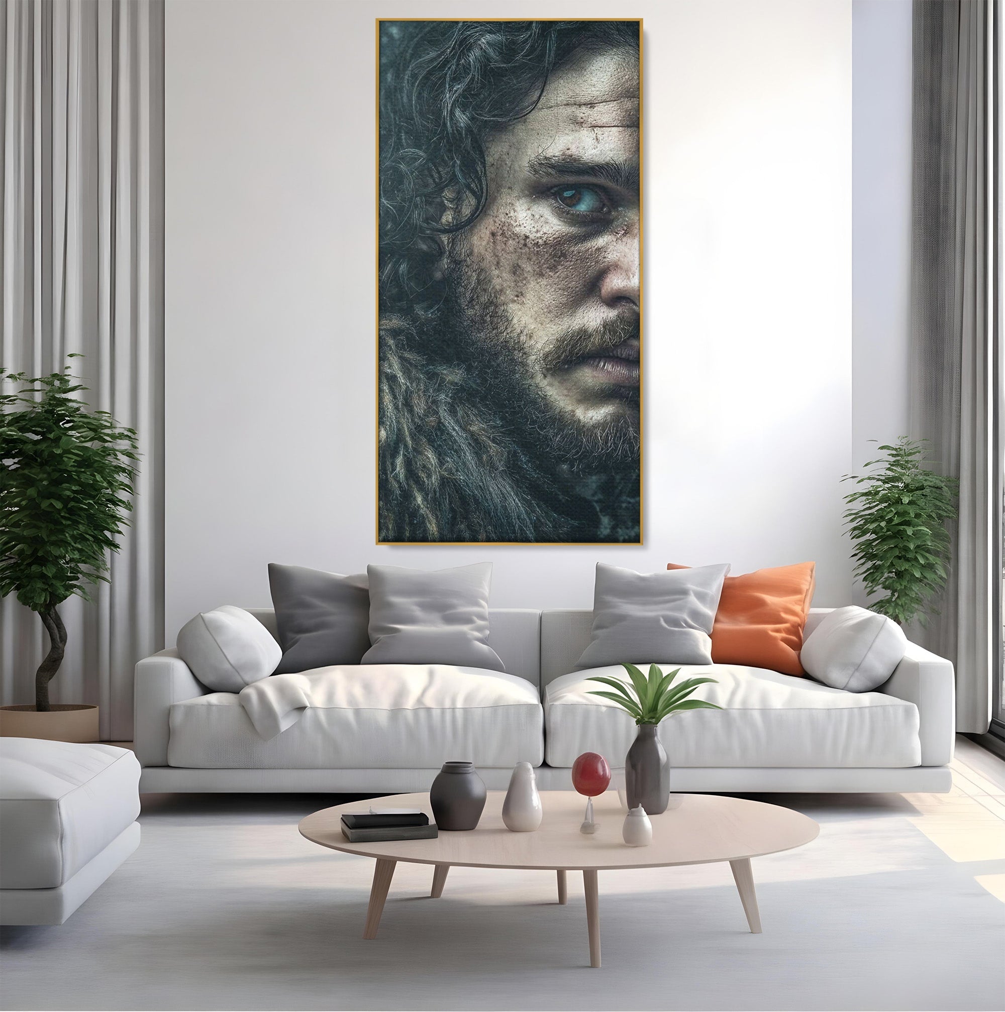 Tablou Canvas Premium LuxCanva® PI1200, Privirea lui Snow, Chip, Razboinic, Nordic, Mister, Intensitate, Living, Dormitor, Culori Vibrante
